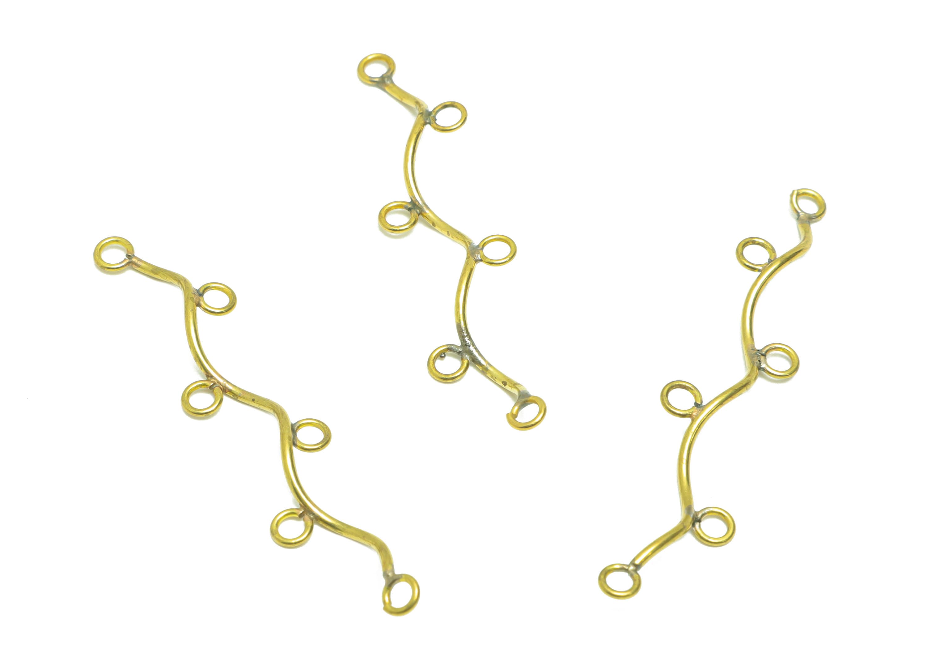 Brass Wire Connector - Brass Wavy Wire Earring Charm - Brass Wavy Wire Earring Charm with Loop - Earring Finding - 55.94x11.16x4.2mm -PP9014 - DOMEDBAZAAR