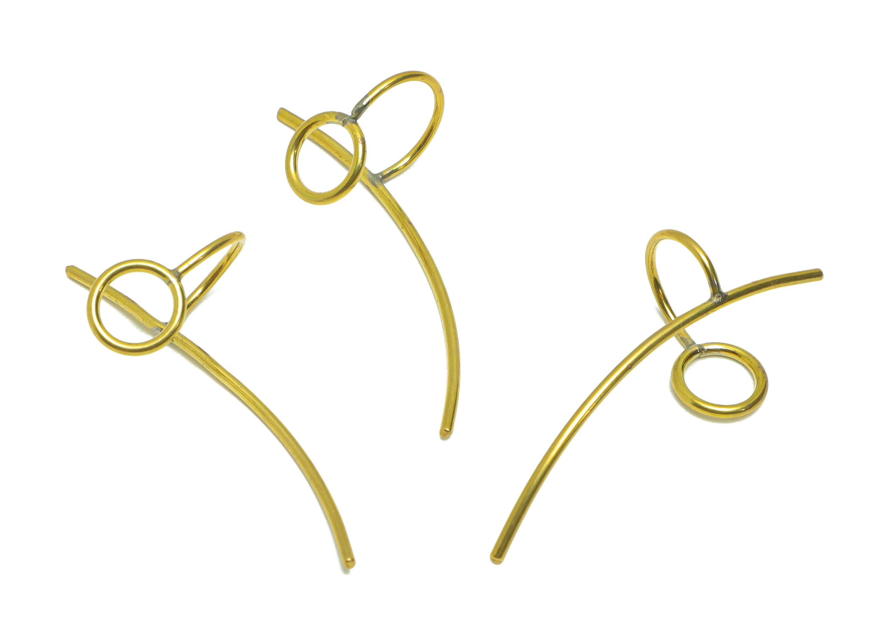 Brass Round Wire Cuff Earring - Brass Bar Wire Cuff Earring - Brass Stick Circle Cuff Earring - Brass Cuff Earring - 39.87x16.74x1mm -PP9072 - DOMEDBAZAAR