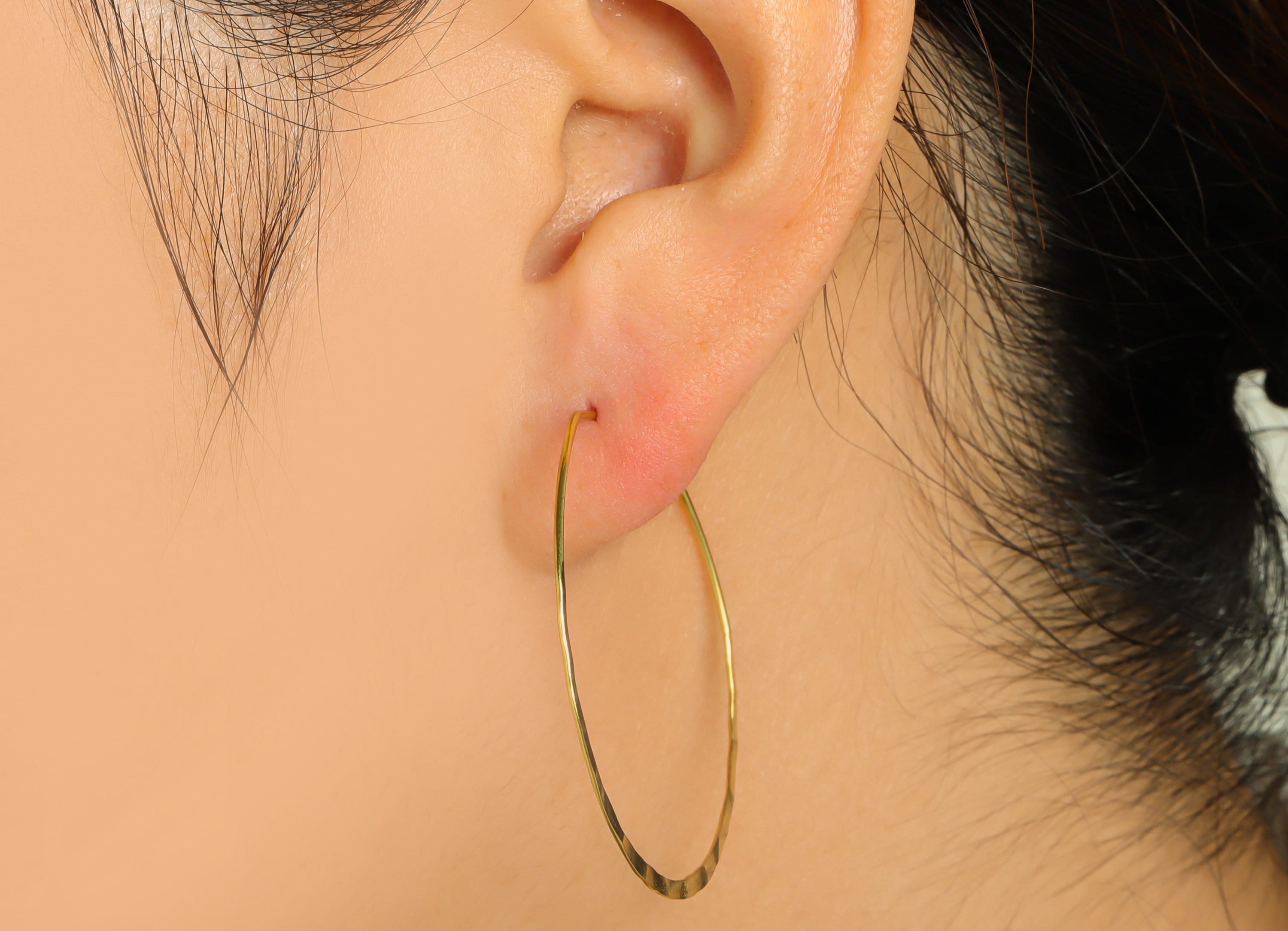 Hammered Hinged Back Hoop Earring - Brass Round Clasp Hoop Earring - Clasp Hoop Earring - Hinged Back Earring Charm - 41x39x1mm- PP9065 - DOMEDBAZAAR