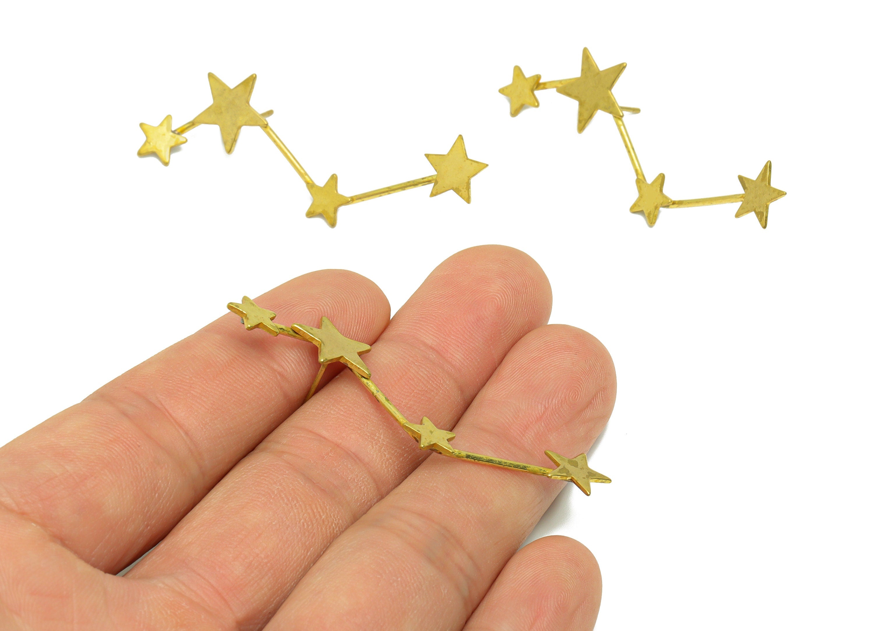 Brass Star Wire Earring Post - Brass Hang Star Earring Stud - Brass Bent Sar Earring Post - Star Earring Post - 55.5x21.7x2.19mm- PP9027 - DOMEDBAZAAR