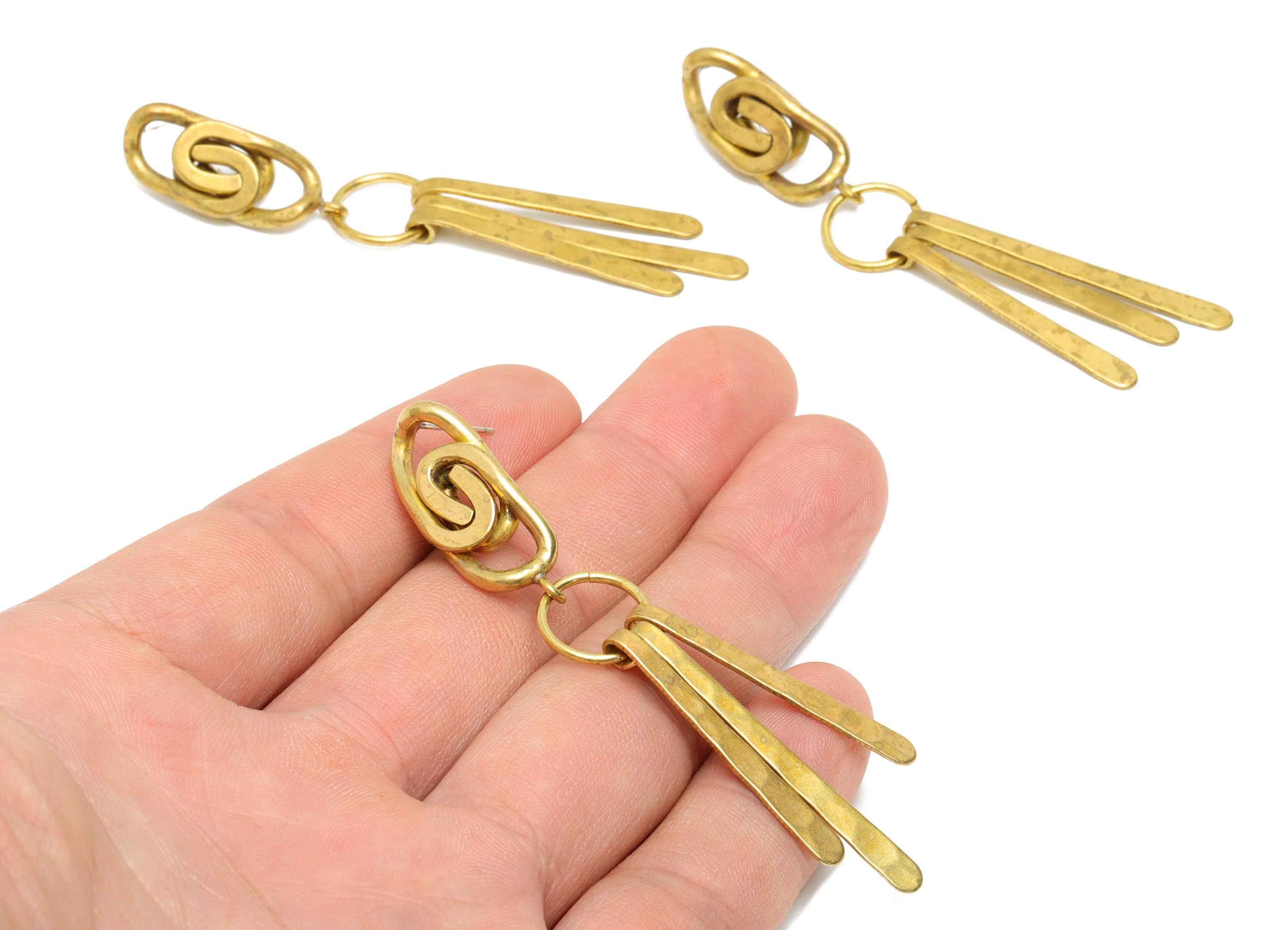 Brass Wire Dangle Earring Post - Brass Hammered Round Needle Earring Stud - Brass Tassel Wire Earring Post - Earring Post - 72x11x2mm-PP9085 - DOMEDBAZAAR
