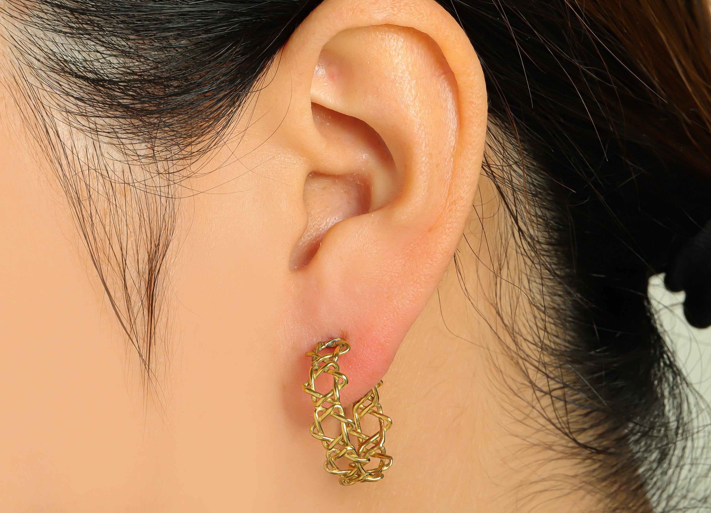 Brass Wire C Hoop Earring Post - Star Twine Wire Earring Stud - Brass Open Hoop Wire Earring Post - Star Wire Earring Post -26x21x1mm-PP9097 - DOMEDBAZAAR