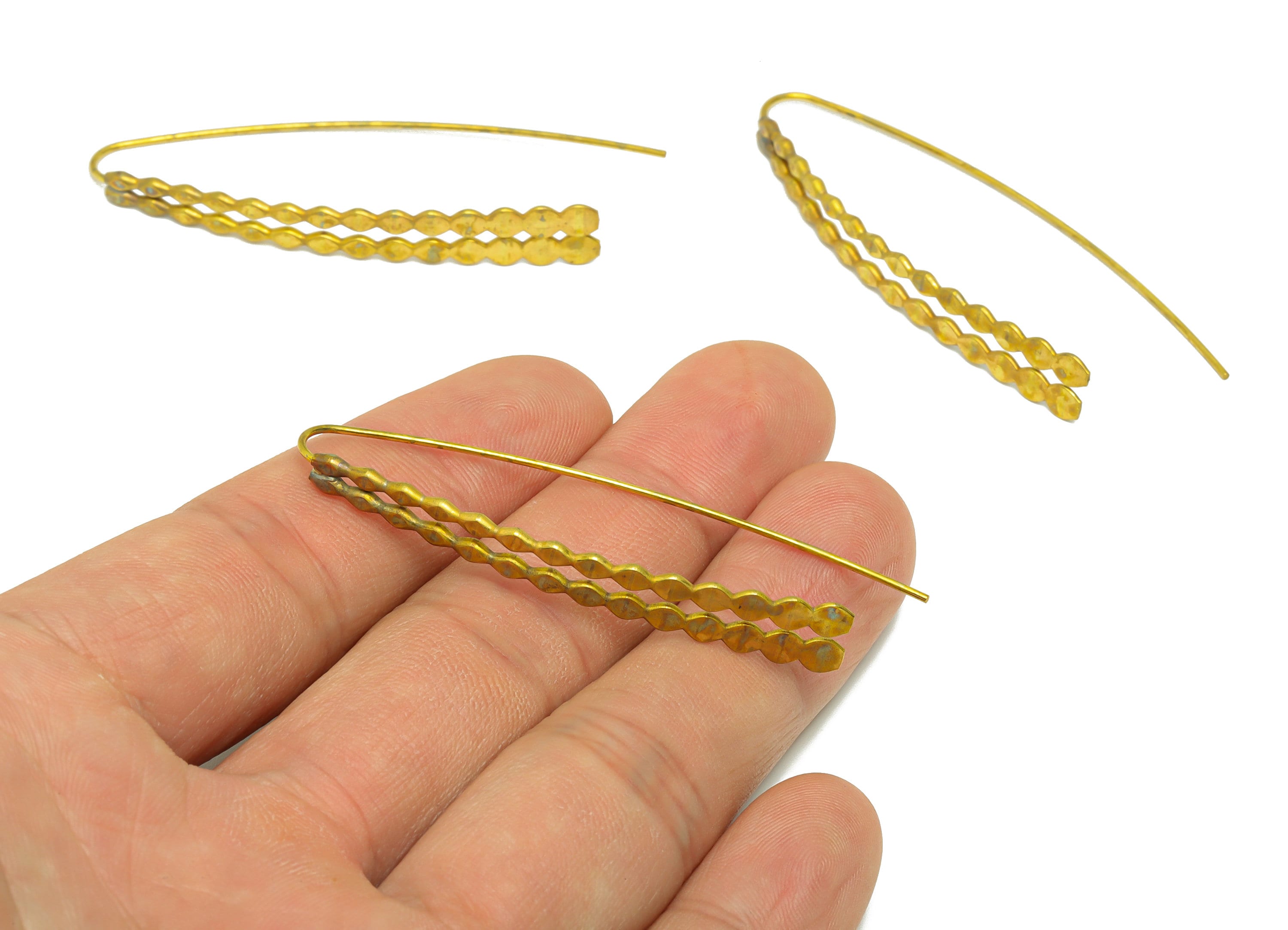 Beads Hook Earring Wire - Brass Hammered Earring Wire - Beaded Wire Hook Earring - Beaded Wire Hook Earring - 58x16.5x1.06mm- PP9070 - DOMEDBAZAAR
