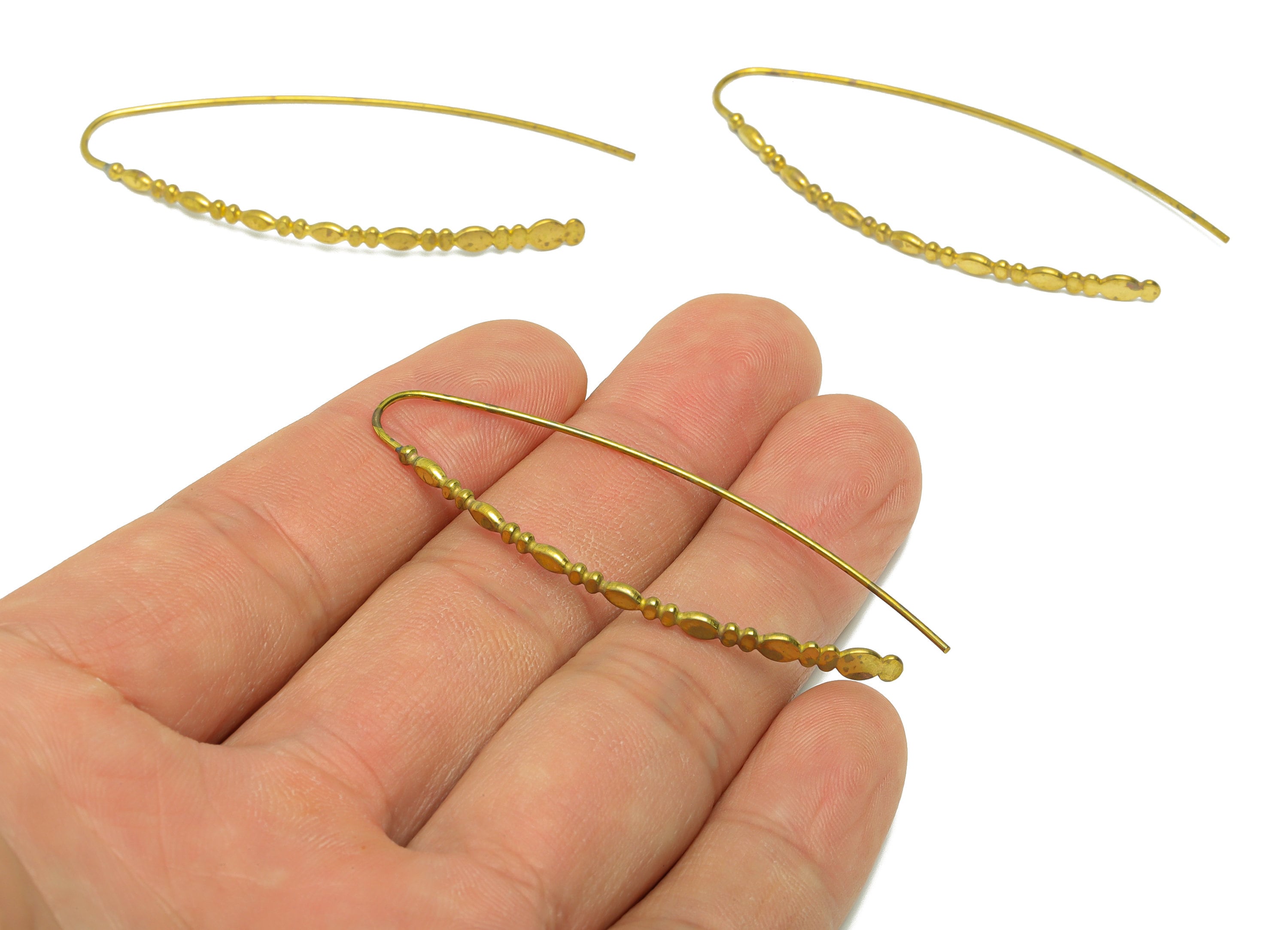 Beads Hook Earring Wire - Brass Hammered Earring Wire - Beaded Wire Hook Earring - Beaded Wire Hook Earring - 57x19.9x0.98mm- PP9023 - DOMEDBAZAAR
