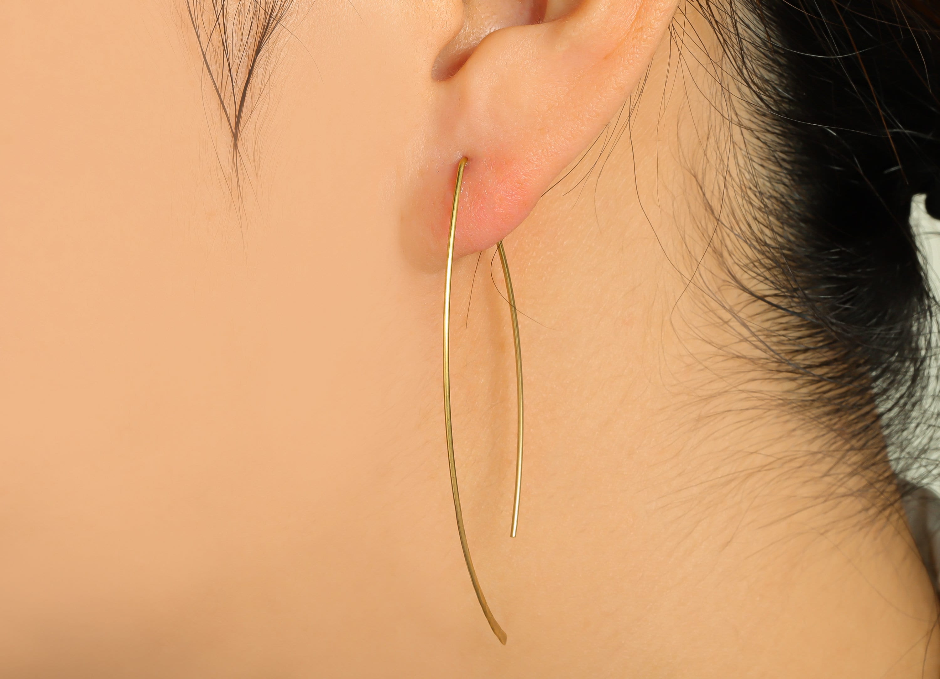 Marquise Hook Earring Wire - Brass Hammered Earring Wire - Geometry Wire Hook Earring - Textured Wire Hook Earring - 65x26.56x0.79mm- PP9094 - DOMEDBAZAAR