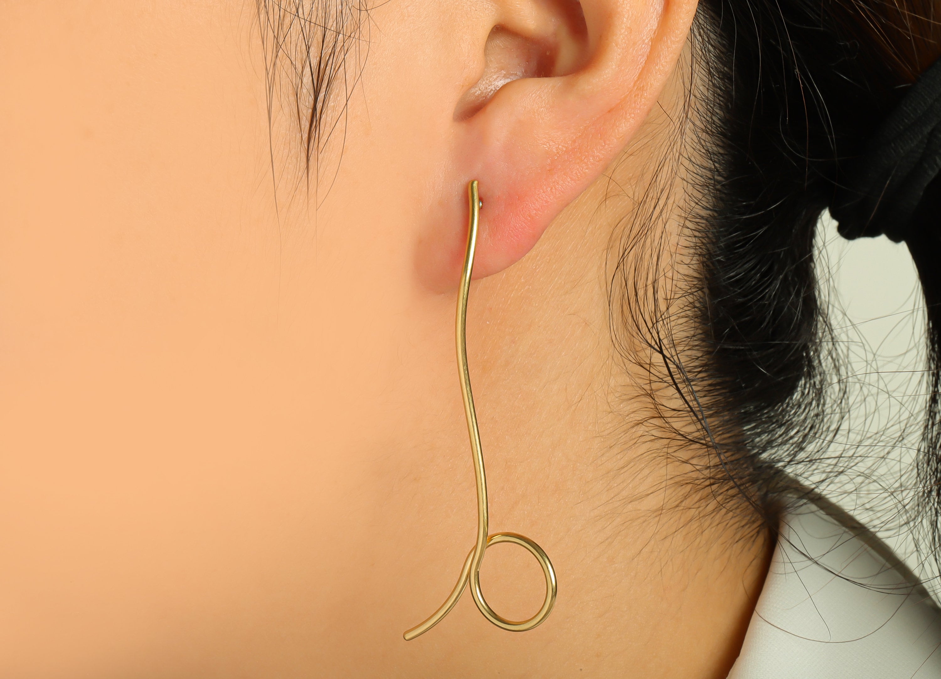 Brass Wire Knot Earrings Stud - Raw Brass Bent Wire Earring Post - Brass Twine Line Earring Post - Brass Irregular Stud - 63x27x1mm - PP8889 - DOMEDBAZAAR