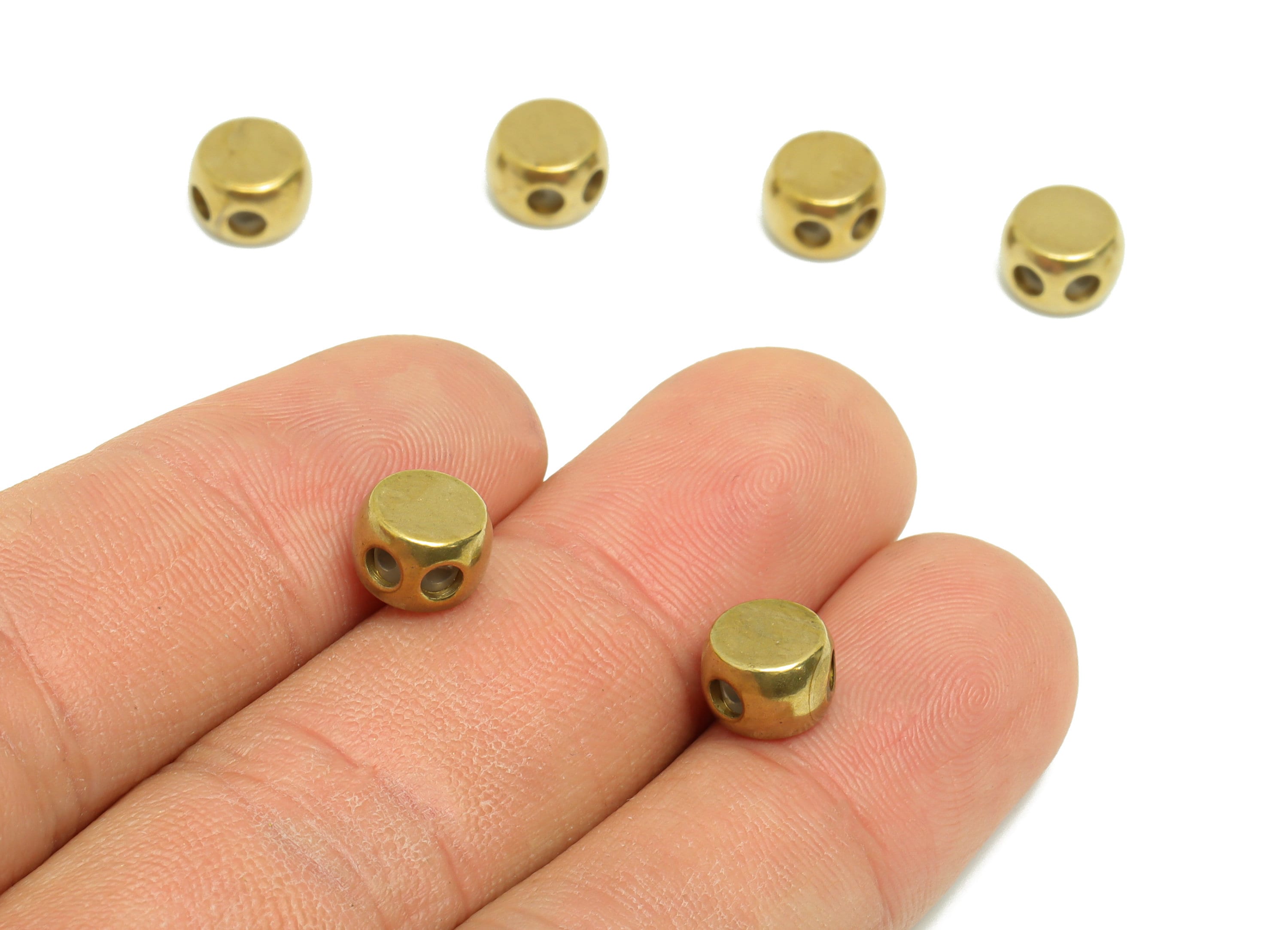 8*1.5 Brass Silica Gel Rubber - Cylinder Rubber Sliding Beads Nuts - Stopper Bead - Adjustable Stopper Beads - 5.16x7x5.1mm- PP9254 - DOMEDBAZAAR