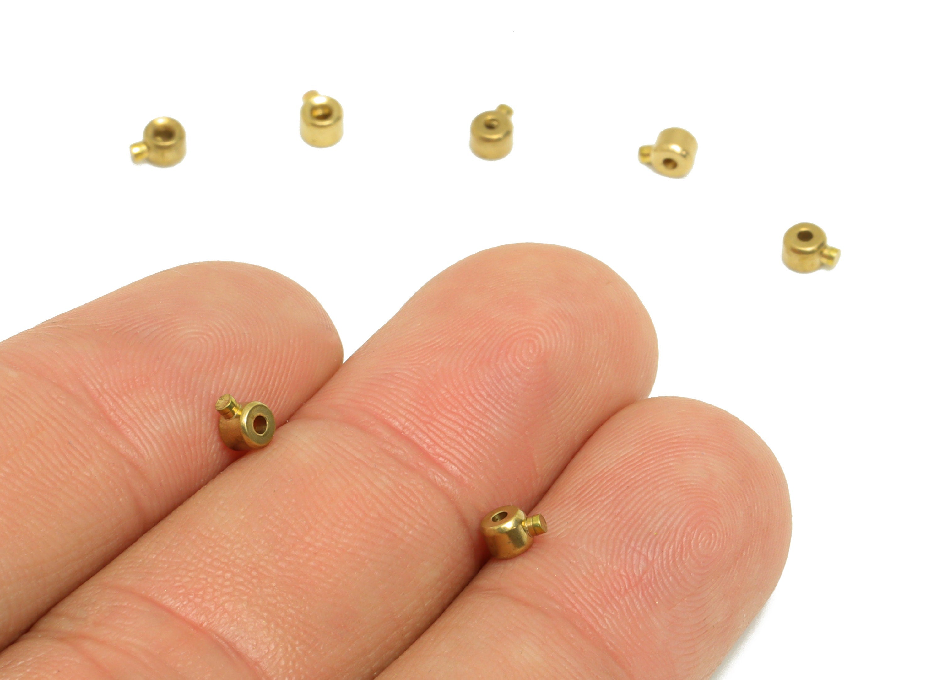 Brass Mini Round Rubber - Sliding Beads Nuts - Adjustable Stopper Beads - Sliding Beads Rubber - Chain Bracelet - 4.23x3.02x2.3mm - PP9258 - DOMEDBAZAAR