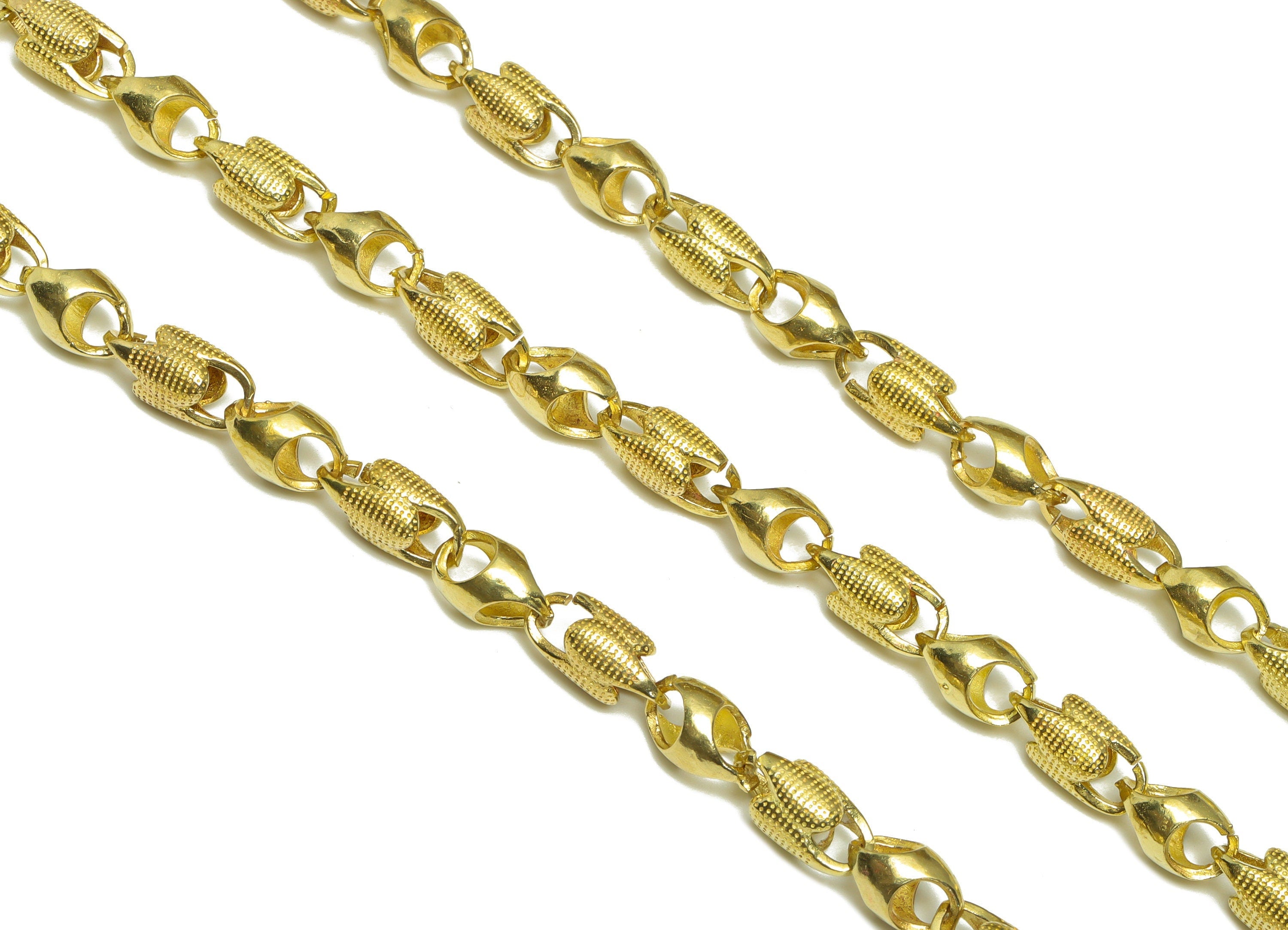 Textured Beads Chain - Hammered Chain - Handmade Chain - Textured Beads Link Chain - Brass Geometry Hammered Chian - CC1230 - DOMEDBAZAAR