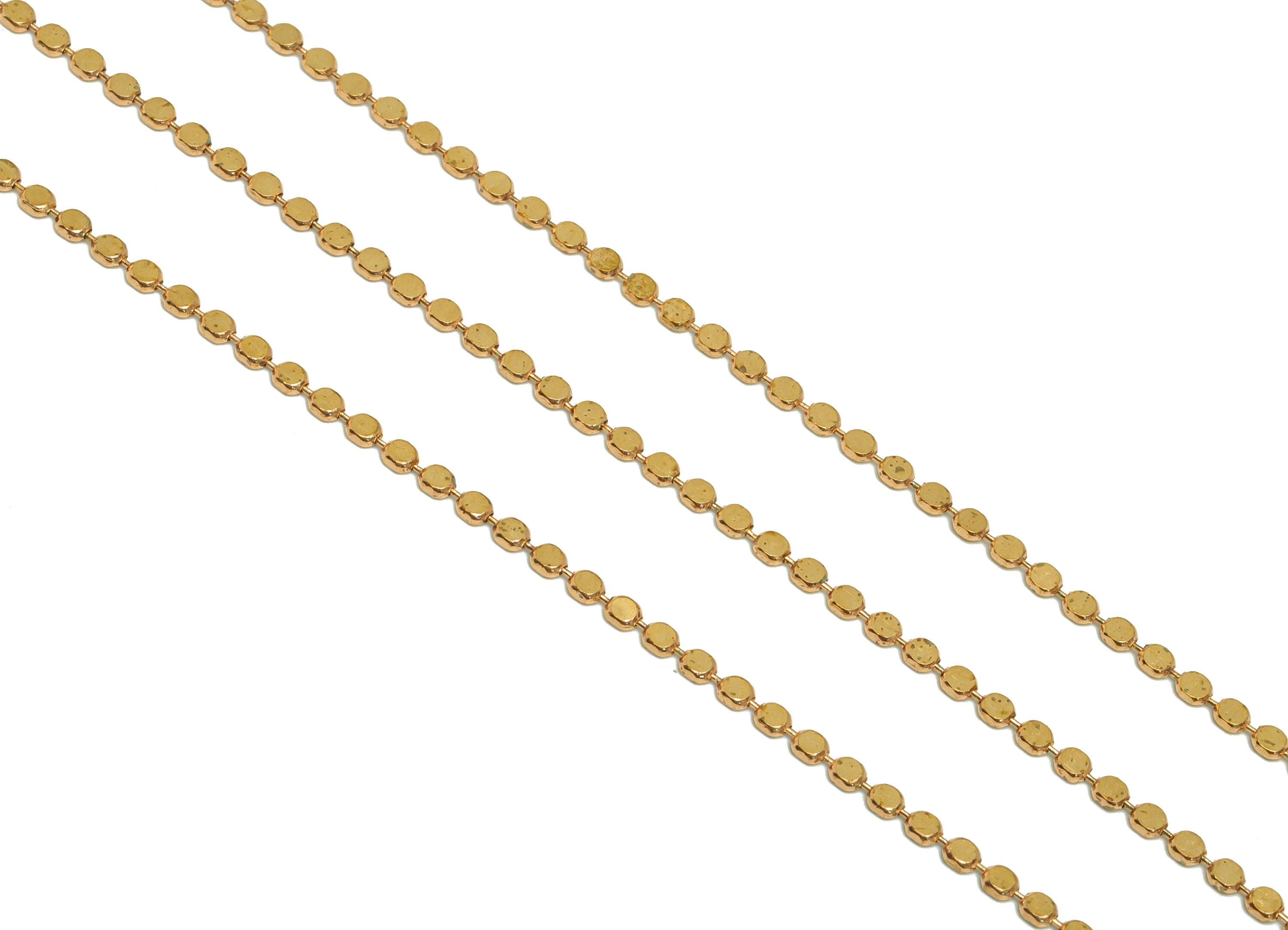 2mm Flat Ball Chain - Brass Chain Pellet - Flat Round Connector Chain - Raw Brass Flat Round Connector Chain - CC1244 - DOMEDBAZAAR