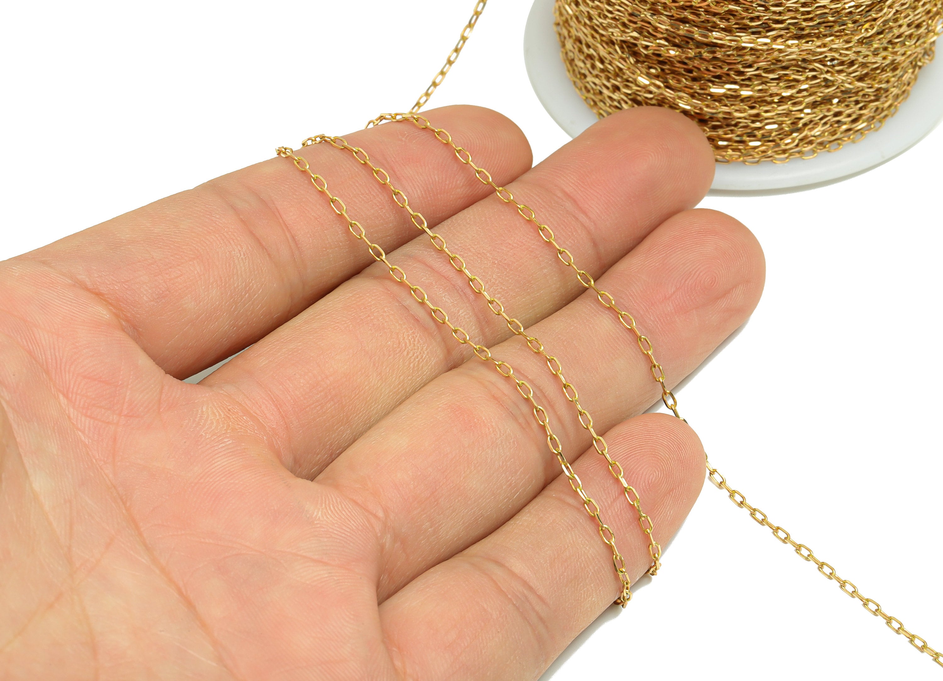 2.6mm Faceted Cable Chain - 0.245 Cable Chain- Raw Brass Faceted Cable Chain - Faceted Cable Link Chain - 2.62x1.5x0.36mm - CC1274 - DOMEDBAZAAR