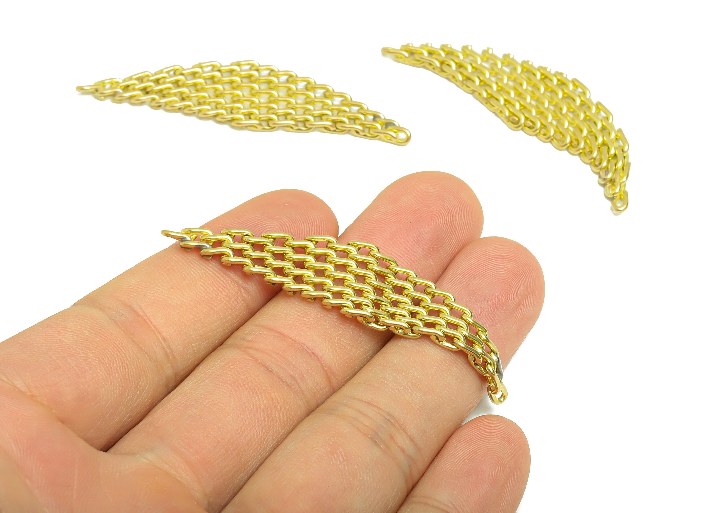Brass Mesh Earring Charms - Brass Diamond Earring Charms - Brass Mesh Charms for Bracelet - Mesh Diamond Earring Charm - 62x15x2mm- PP8881 - DOMEDBAZAAR