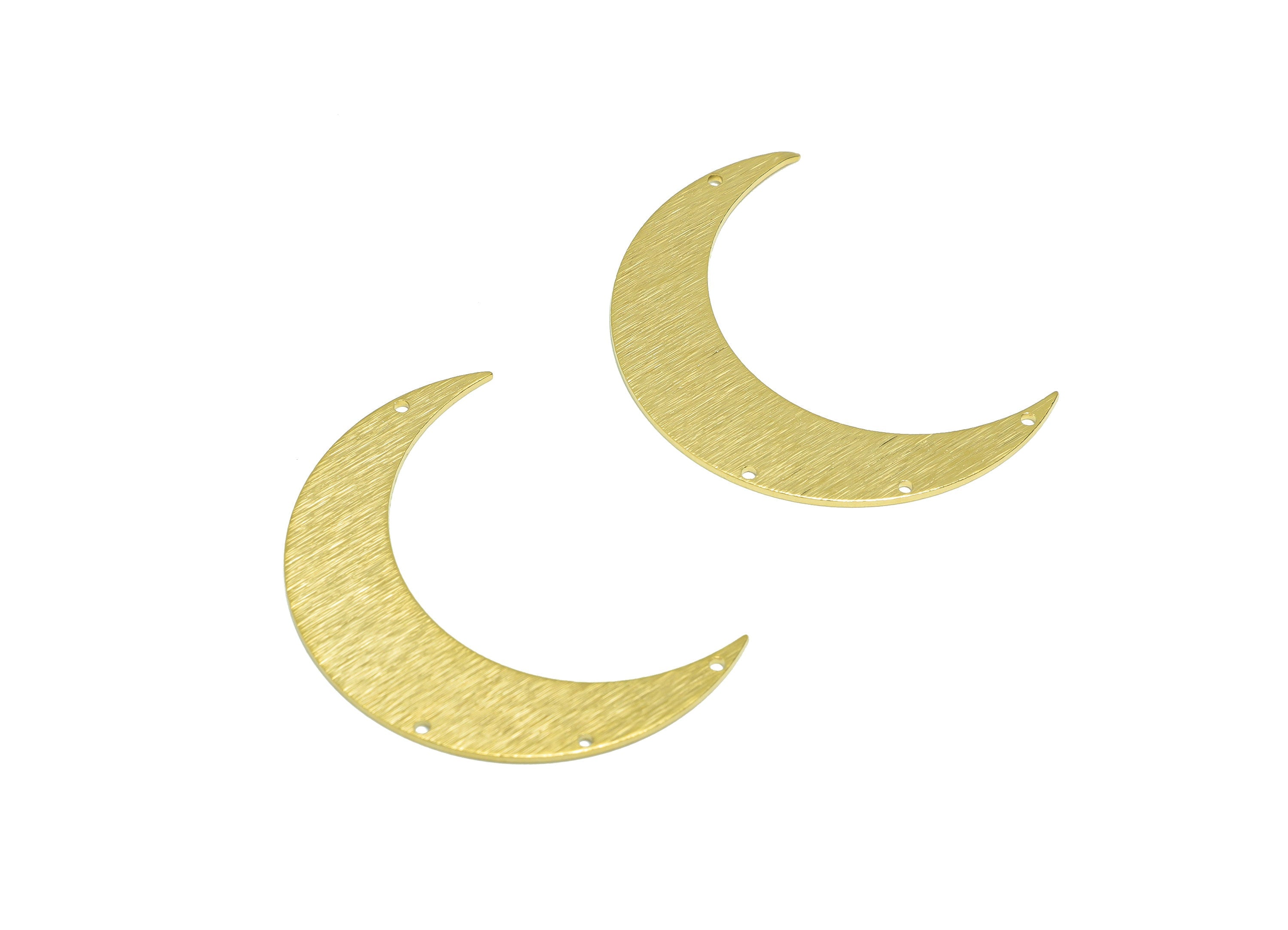 Brass Crescent Earring Connector - Raw Brass Moon Pendant - Textured Crescent Moon Shaped Raw Brass - jewelry supplies - 46x 32x1mm- PP8948A - DOMEDBAZAAR