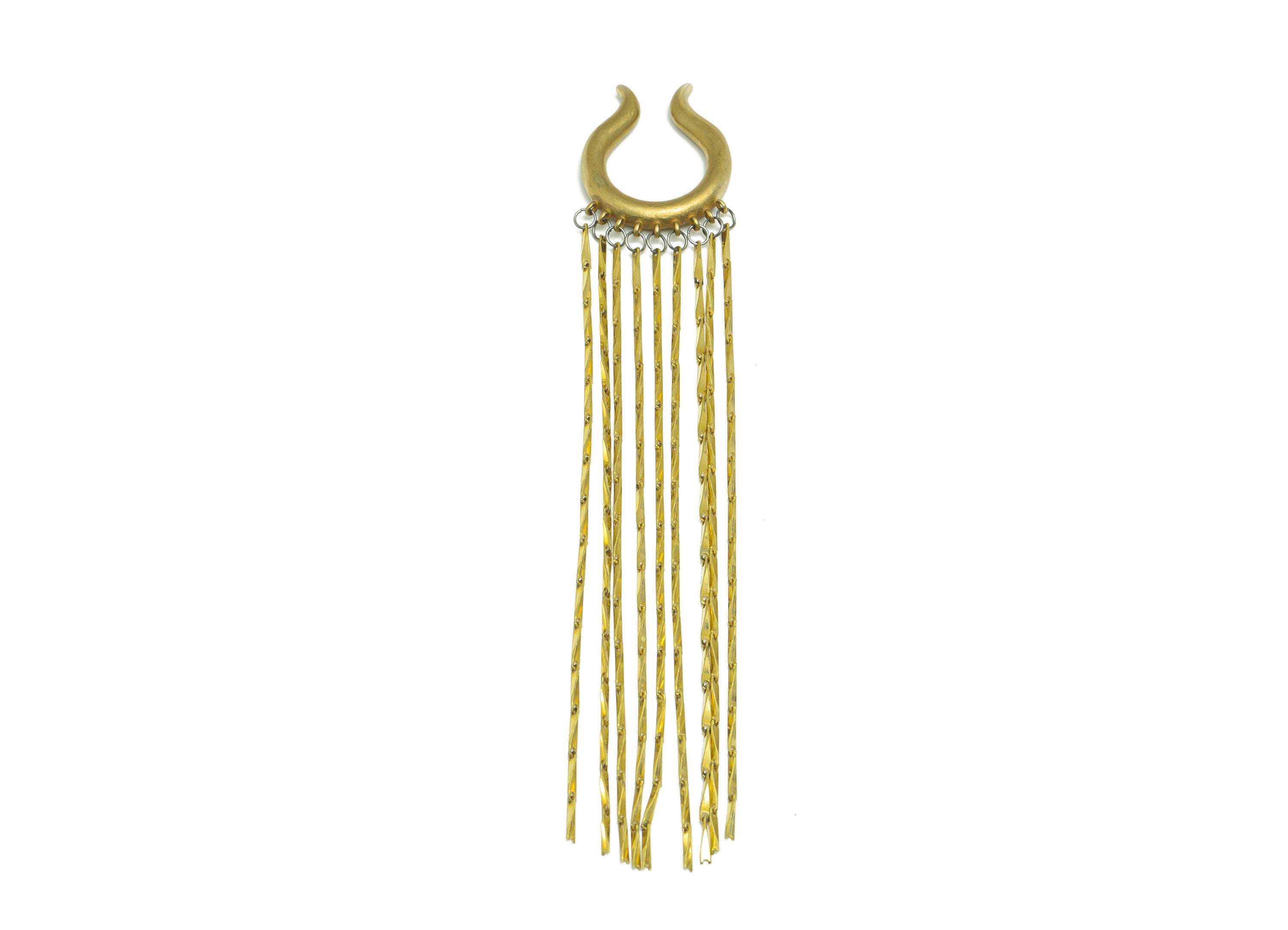 Brass Tassel Cuff Earring - Brass Hoop Tassel Ear Cuff - Brass Link Earring Cuff - Tassel Earring Finding - 117x20x3.7mm - PP9262 - DOMEDBAZAAR