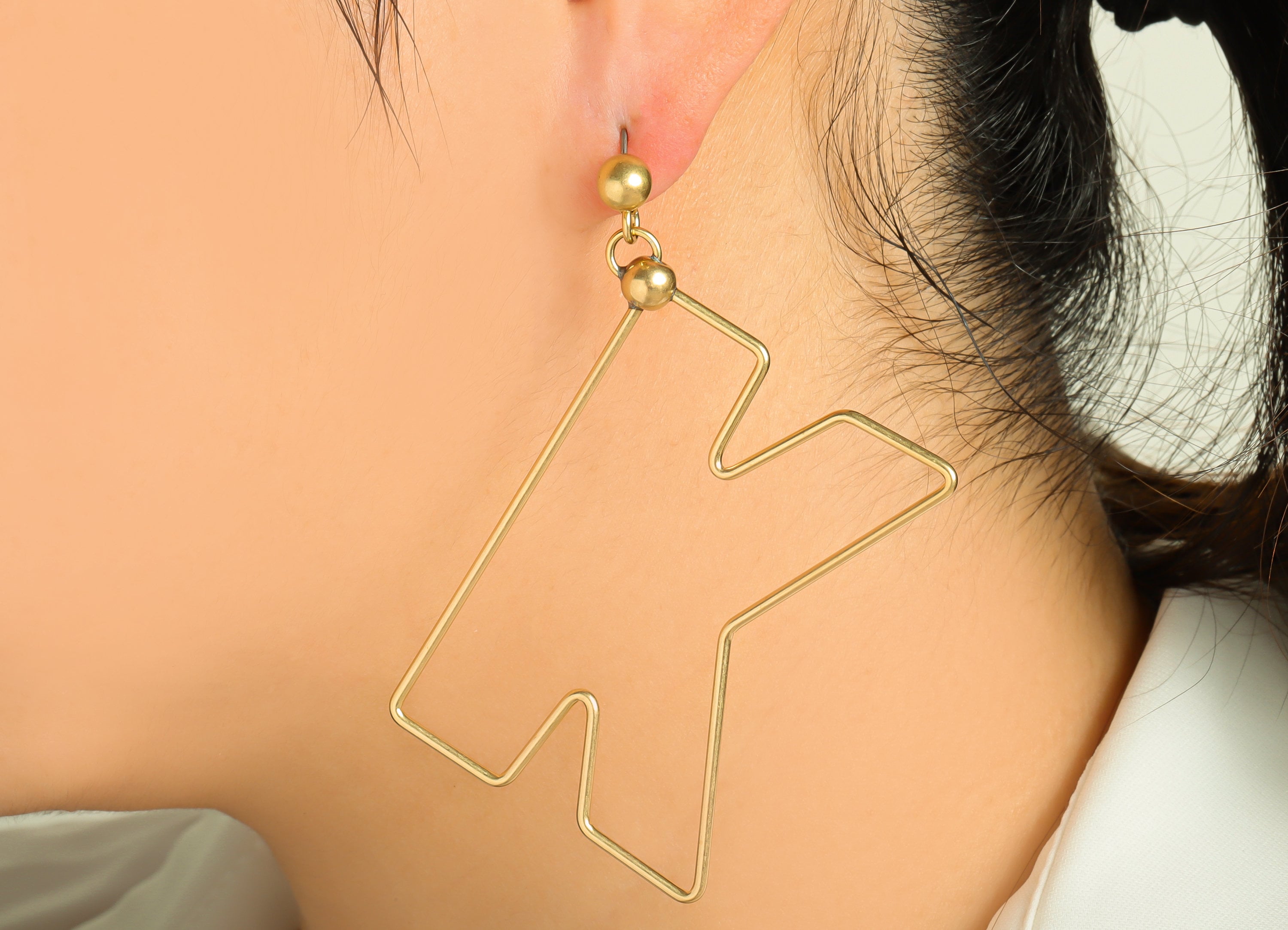 Brass Dangle K Wire Earring Post - Brass Letter Earring Stud - Brass K Earring Post - Link Letter K Earring Post - 66.96x44.37x1.5mm -PP8843 - DOMEDBAZAAR