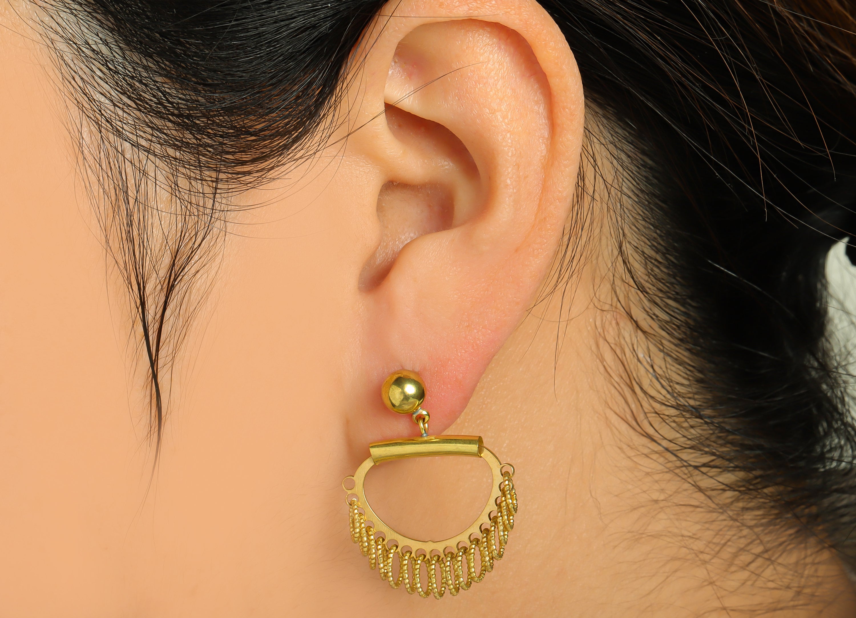 Ball Rings Dangle Earring Stud - Raw Brass Rings Earring Post - Geometry Copper Pipe Earring Post - Rings Earring Post -30x23x3mm-PP9230 - DOMEDBAZAAR