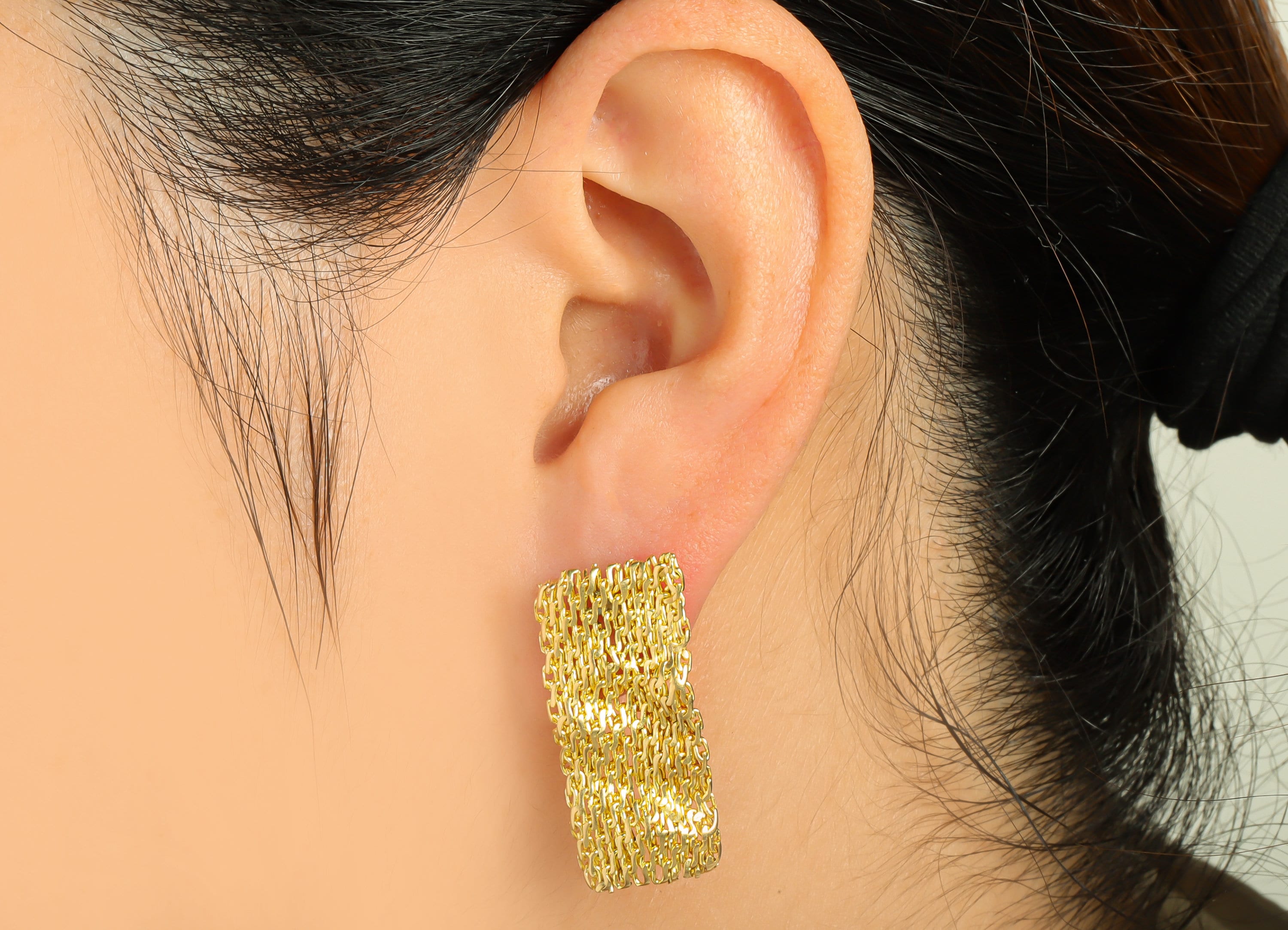 Brass Mesh Earring Post - Brass Hammered Mesh Earring Stud - Wavy Weave Mesh Earring Post - Rectangle Earring Post - 29.53x13x1.84mm -PP8845 - DOMEDBAZAAR