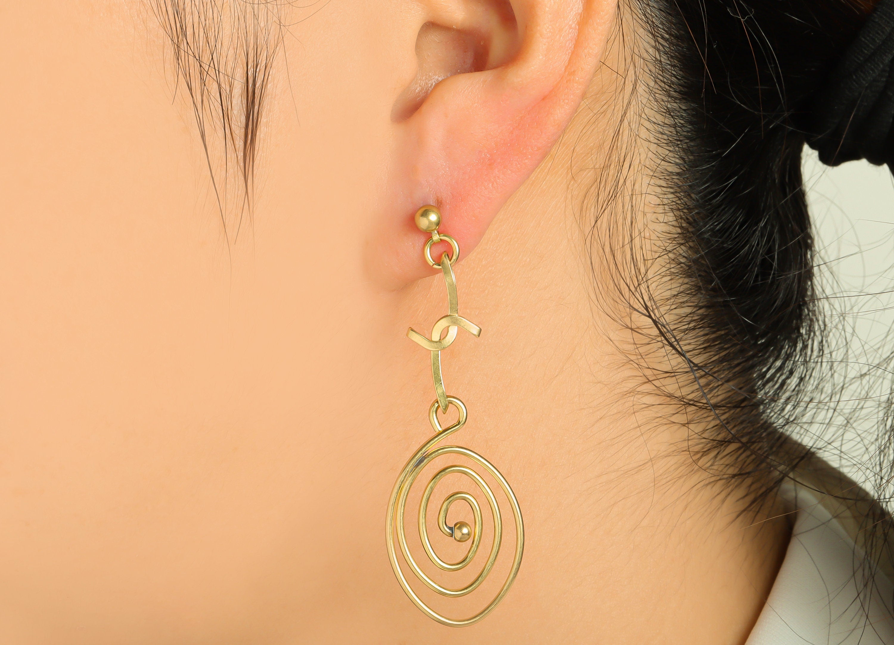 Brass Dangle Earring Post - Brass Twine Wire Earring Stud - Brass Wire Earring Post - Ball Earring Post - 56.66x19.53x1.28mm -PP8852 - DOMEDBAZAAR