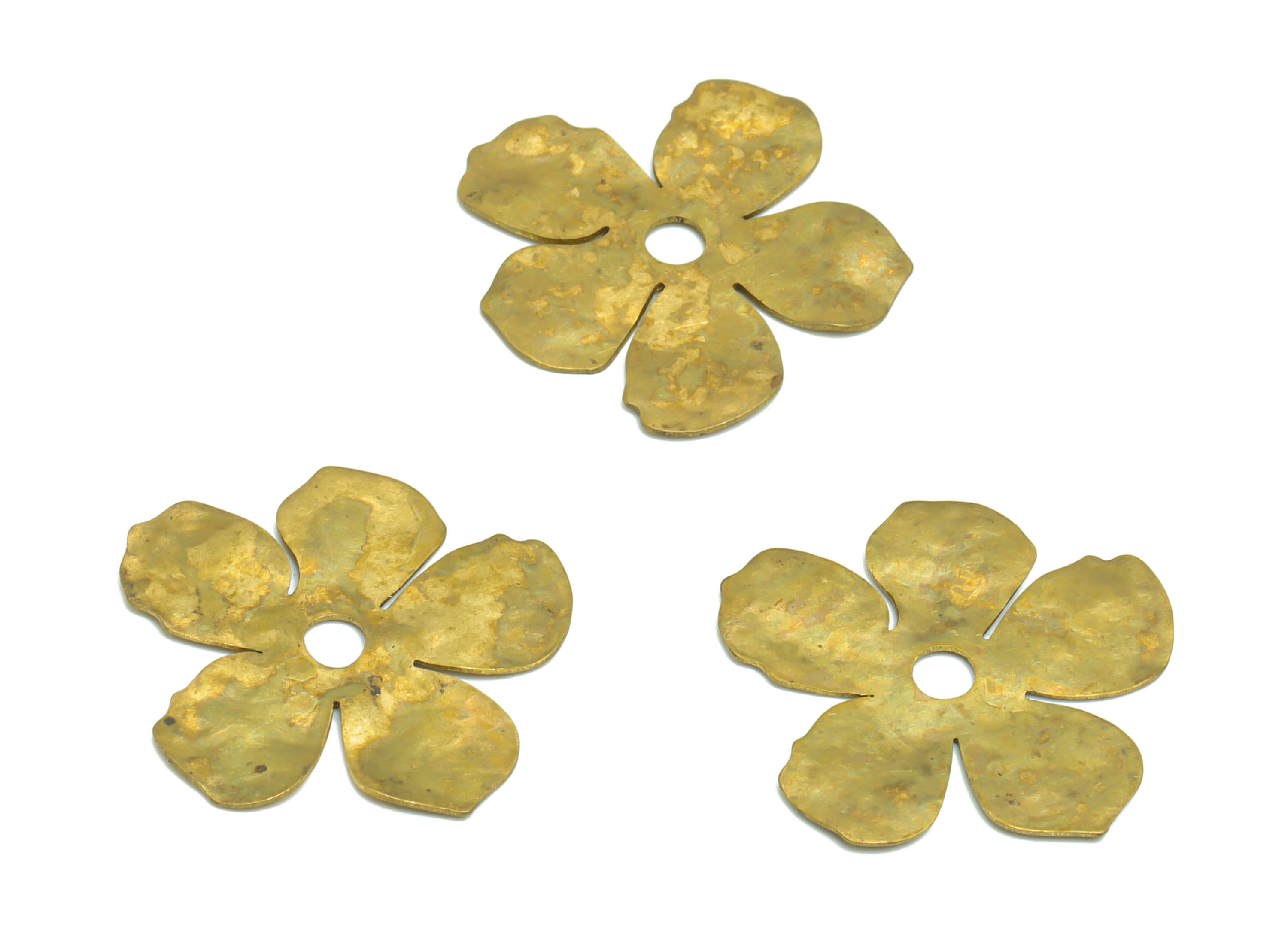 Brass Hammered Flower Charm - Raw Brass Flower Charm - Hammered Daisy Charm - Hammered Flower Pendant - For Pendant - 22x21x0.63mm - PP9482 - DOMEDBAZAAR