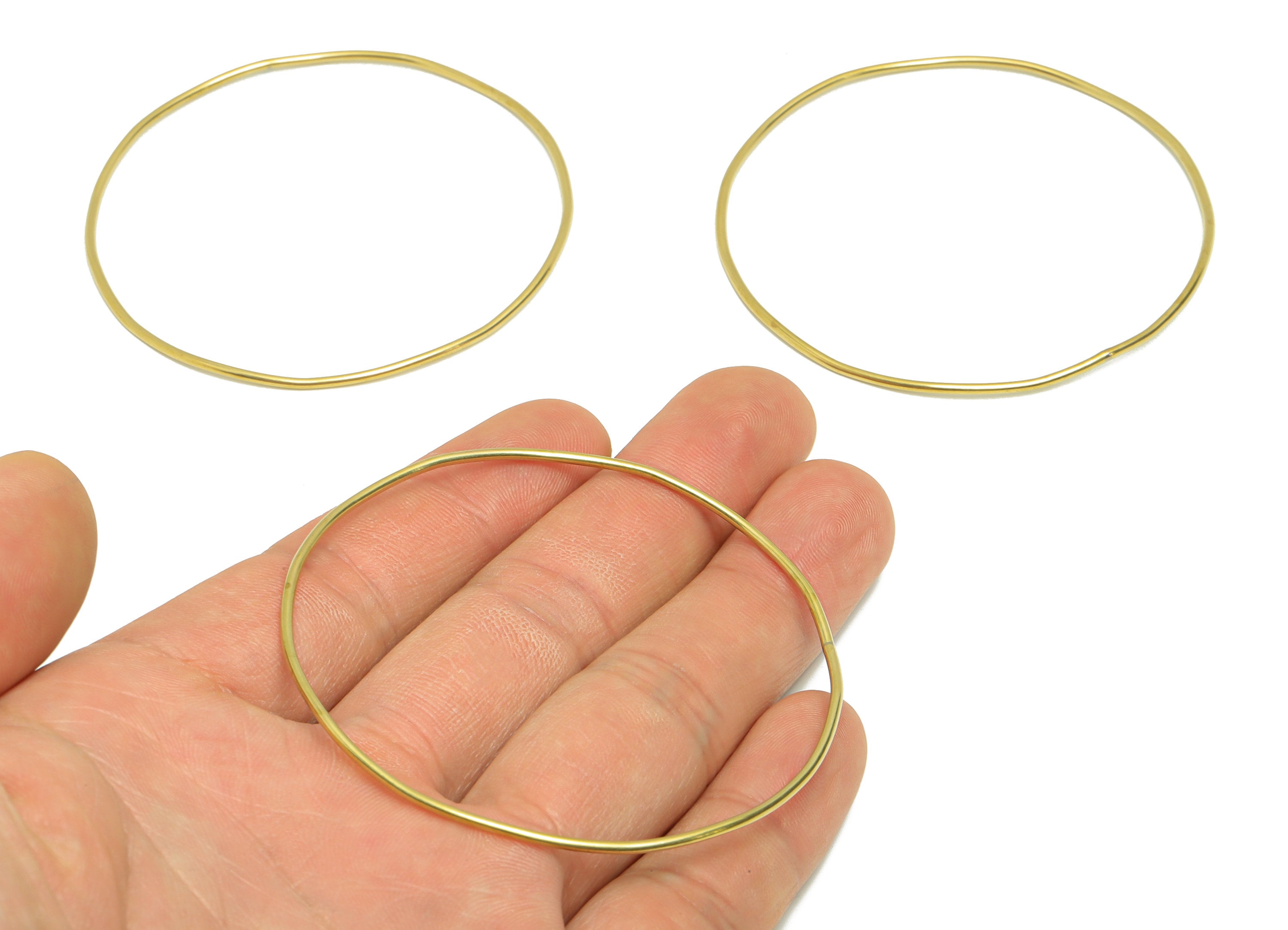 Brass Hoop Bracelet - Brass Circle Bracelet - Brass Ring Bracelet - Wire Bracelet - For Bracelet - Jewelry Supplies - 62.6x62x1mm - PP9427 - DOMEDBAZAAR