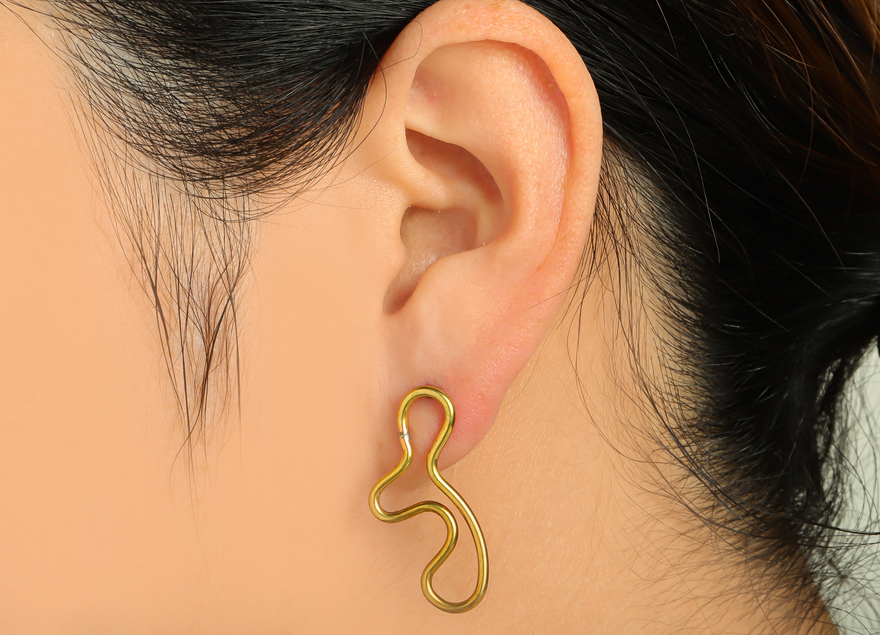 Brass Wire Earring Post - Brass Bent Wire Earring Stud - Brass Twine Wire Irregular Earring Stud - Raw Brass Wire Post - 30x13x1mm - PP9421 - DOMEDBAZAAR