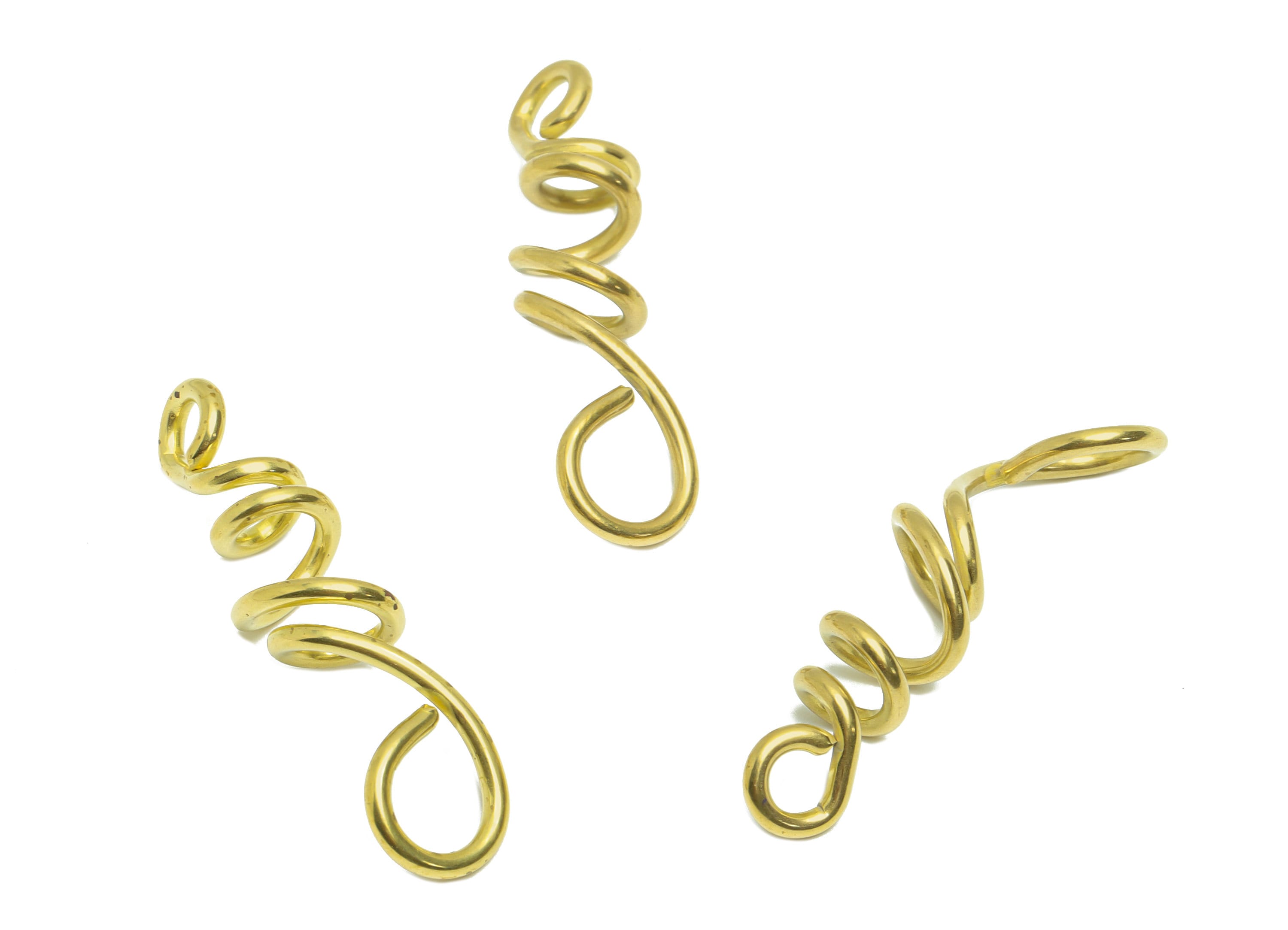 Brass Spiral Wire Earring Charm - Raw Brass Bent Earring Charm - Spring Brass Twine Earring Charm - Wire Earring Charm - 43x10x1mm - PP9400 - DOMEDBAZAAR