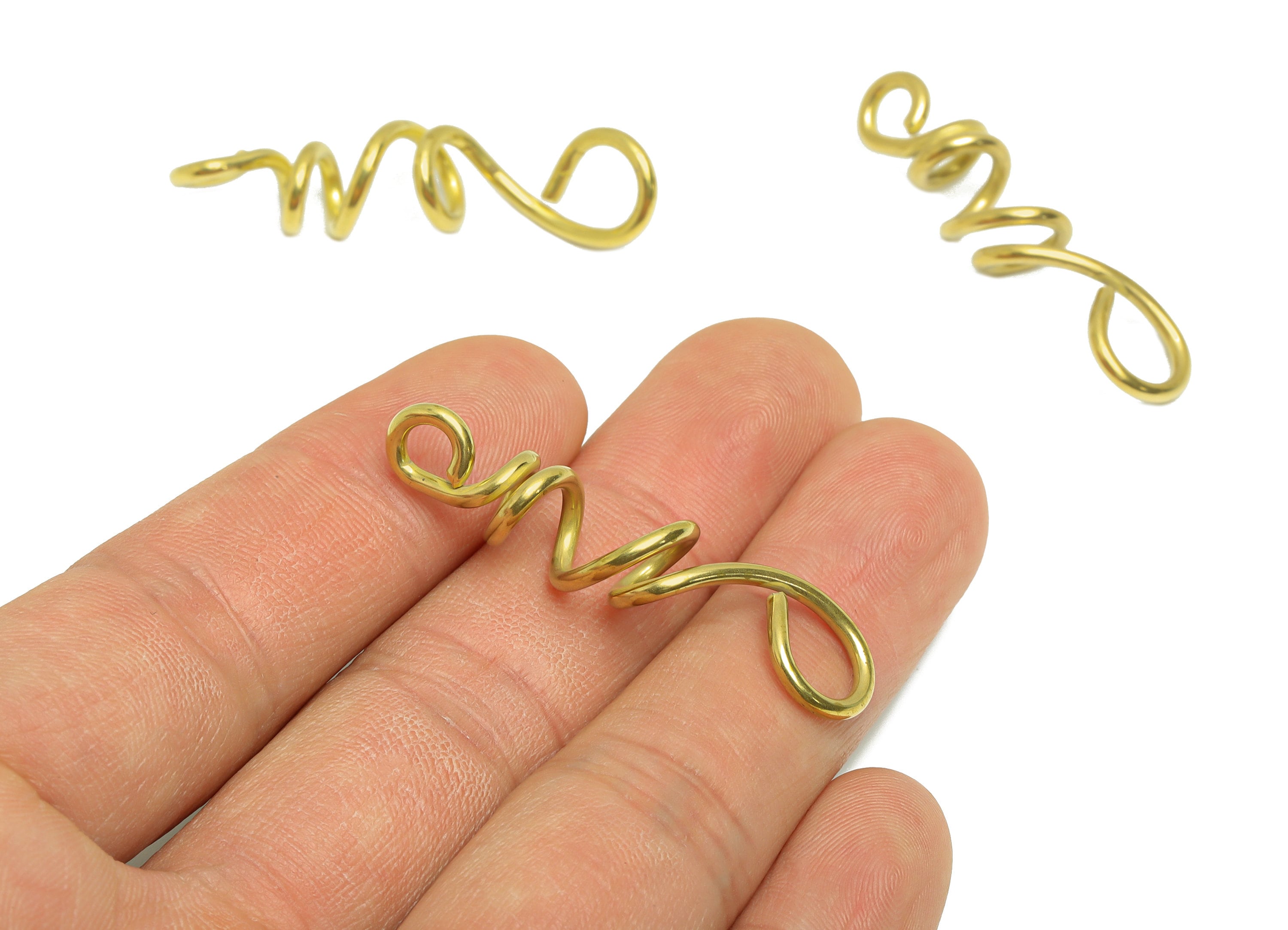 Brass Spiral Wire Earring Charm - Raw Brass Bent Earring Charm - Spring Brass Twine Earring Charm - Wire Earring Charm - 43x10x1mm - PP9400 - DOMEDBAZAAR