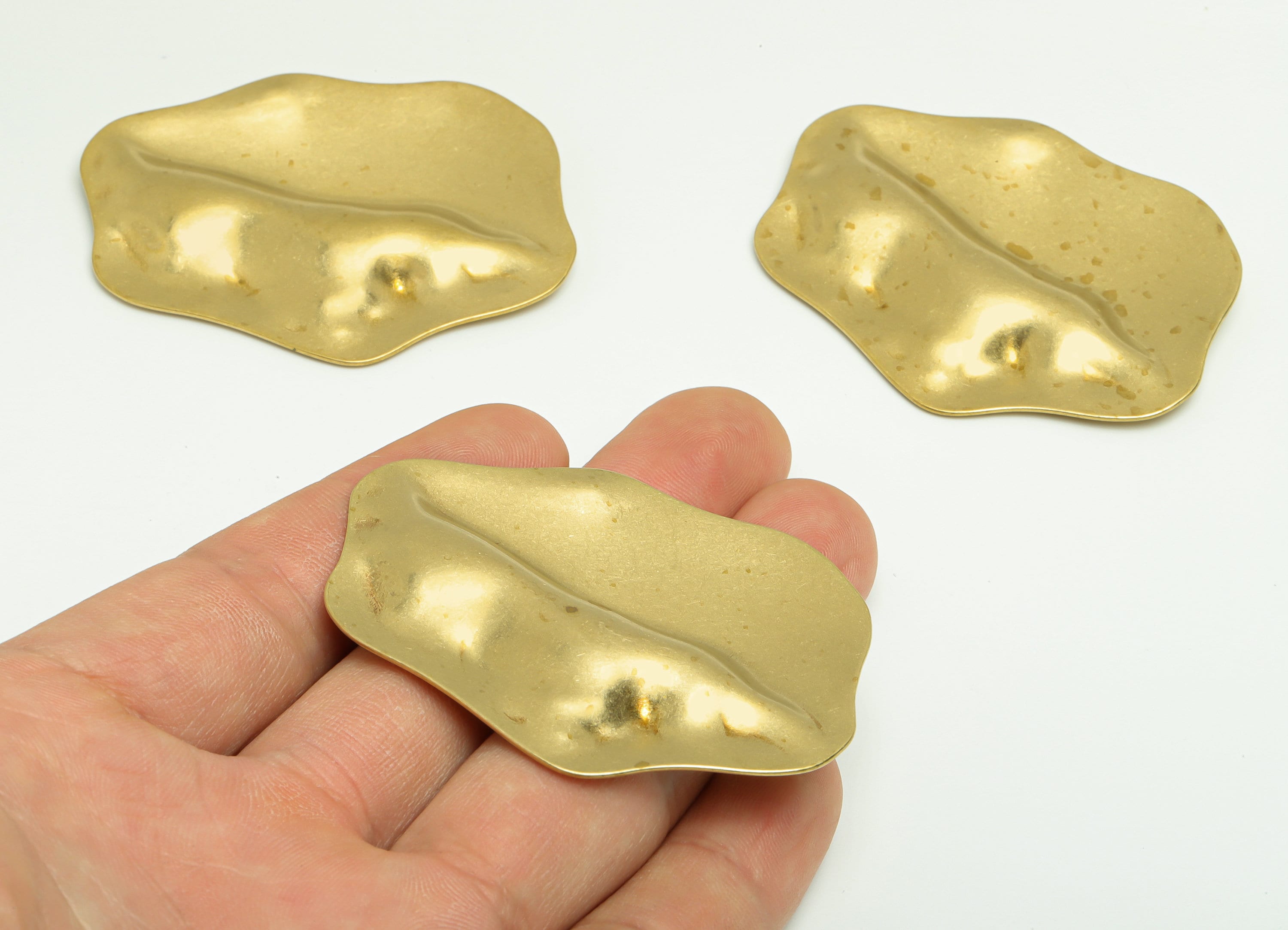 Brass Wavy Earring Charm - Brass Hammered Charm - Brass Irregular Wavy Charm - Hammered Charm - Earring Finding - 59x44.27x1.55mm -PP9417 - DOMEDBAZAAR