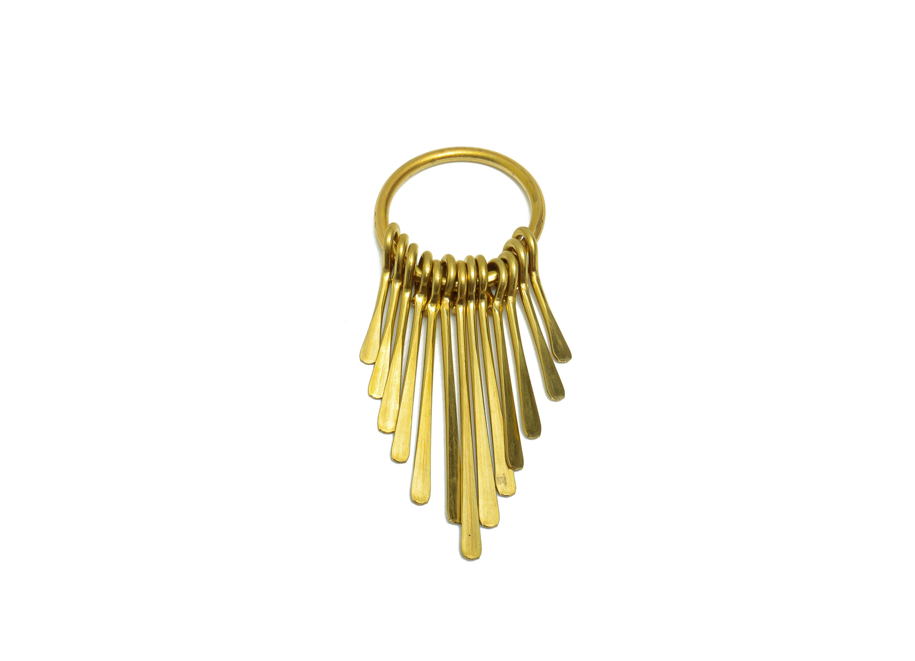 Brass Wire Tassel Earring Charm - Brass Round Wire Earring Charm - Hammered Wire 13 Earring Tassel - Dangle Tassel Charm - 48x7x1mm -PP9114 - DOMEDBAZAAR