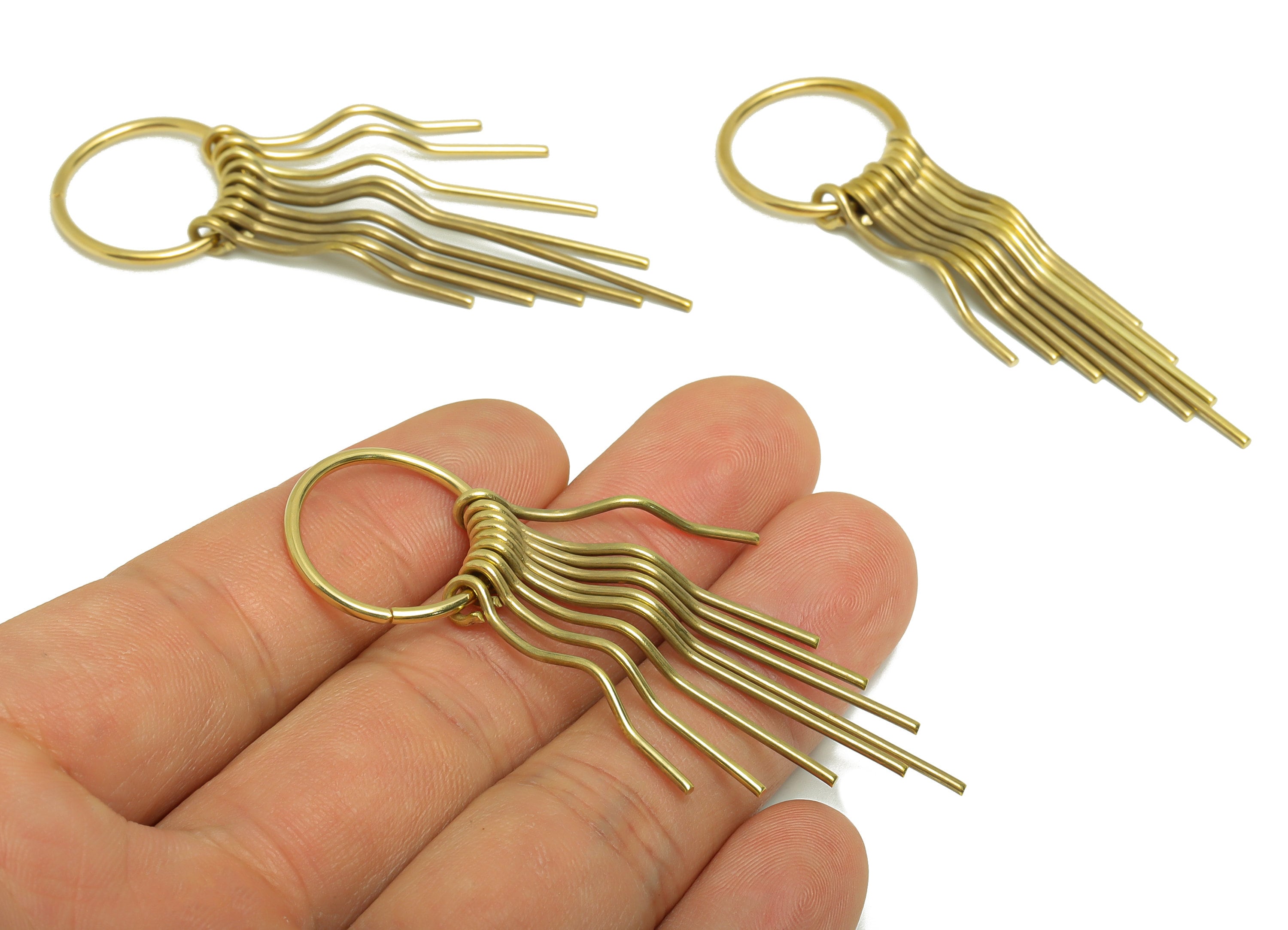 Brass Wire Tassel Earring Charm - Brass Wavy Wire Earring Charm - Brass Wire 9 Earring Tassel Charm - Dangle Tassel Charm -66x20x1mm -PP9105 - DOMEDBAZAAR