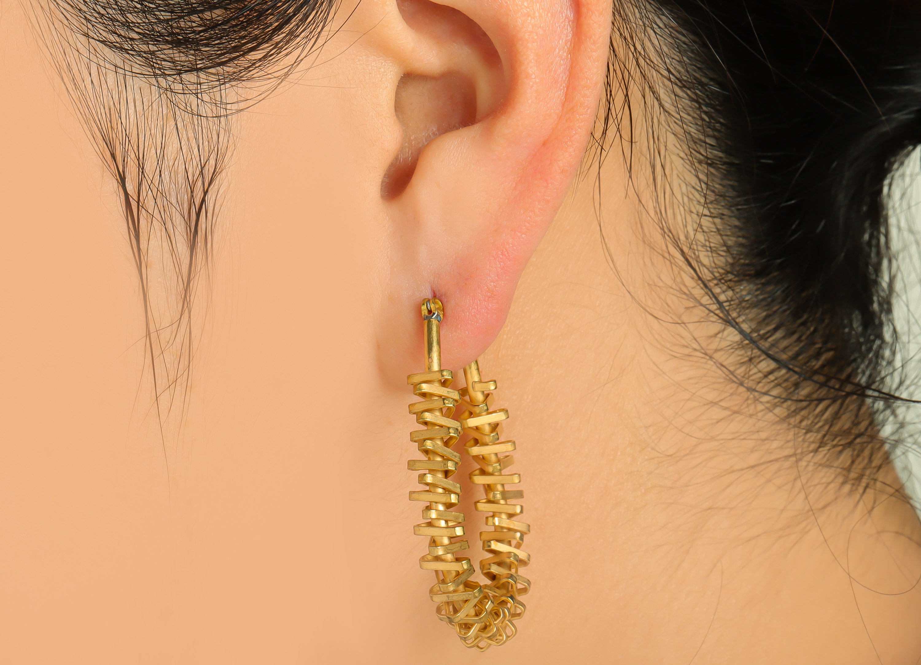 Brass Teardrop Wire Earring - Raw Brass Triangle Hinged Back Earring - Wire Drop Hoop Earring - Drop Hinged Earring - 43x31x6mm-PP9469 - DOMEDBAZAAR