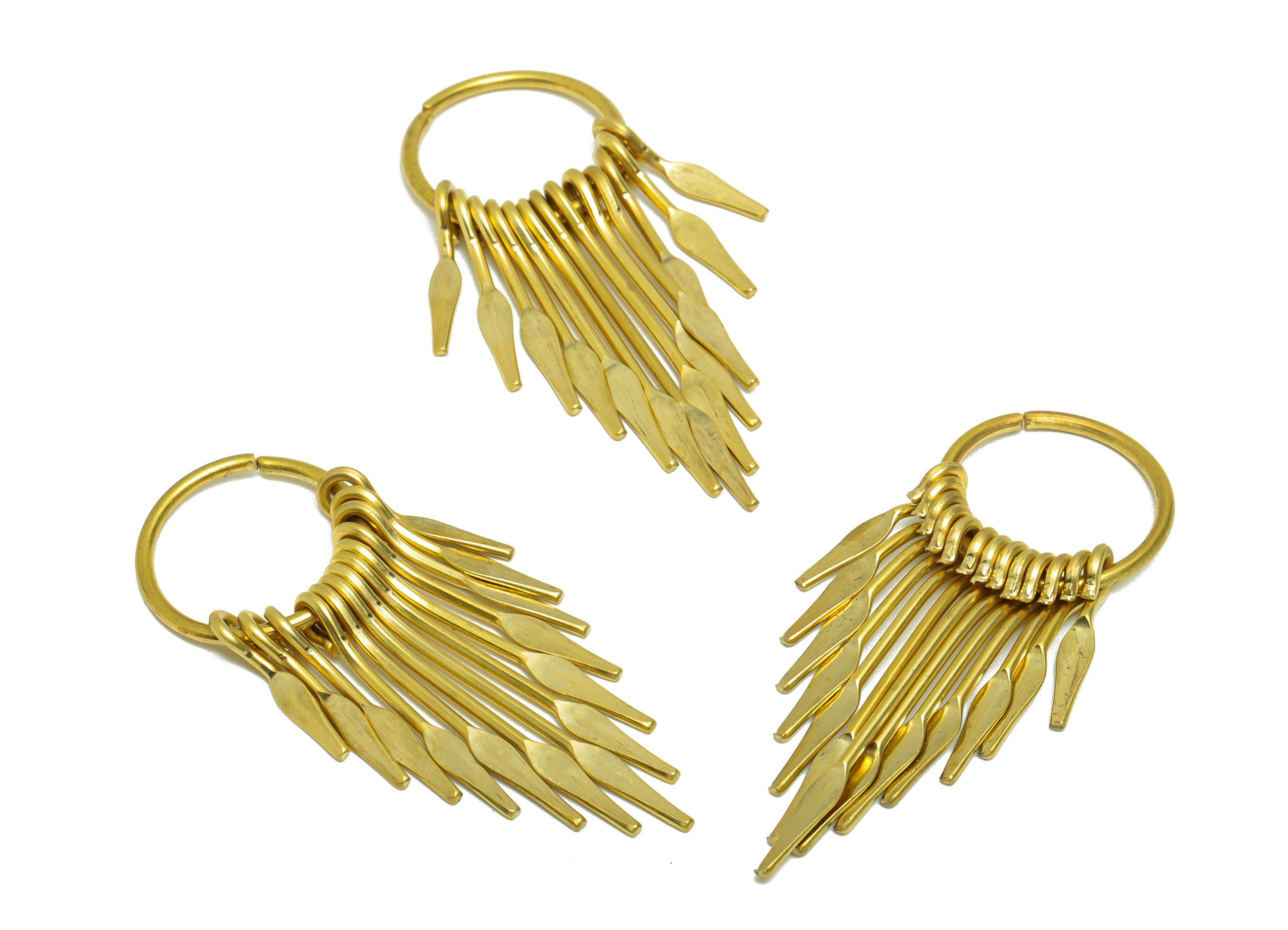 Brass Tassel Arrow Earring Charm - Brass Hammered Wires Earring Charm - Wires 13 Earring Charm - Dangle Tassel Charm - 53x19x1.39mm -PP9115 - DOMEDBAZAAR