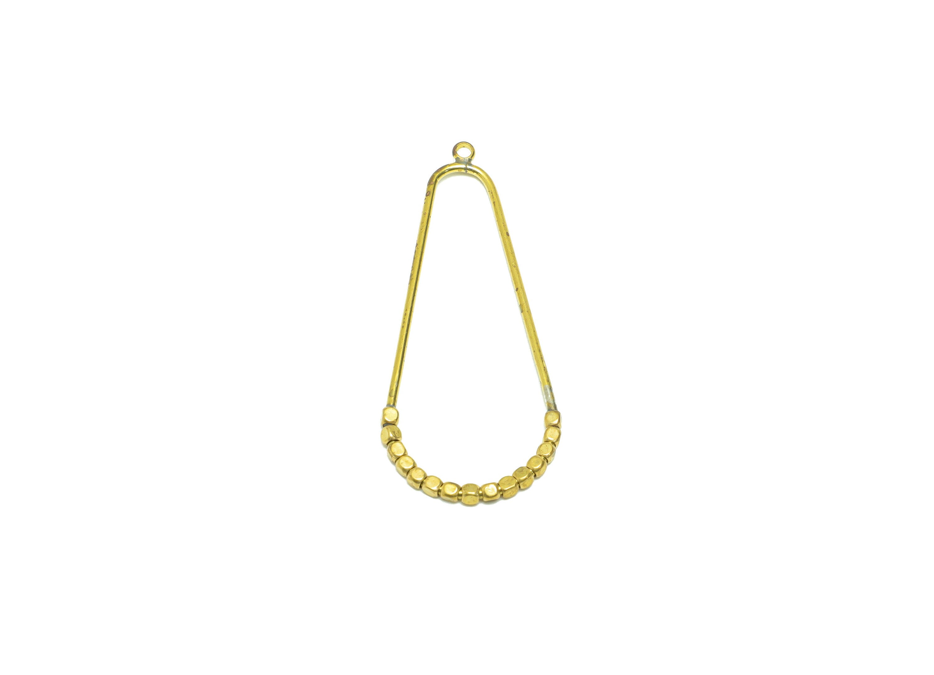 Brass Beads Earring Charm - Brass Teardrop Earring Charm - Cube Beaded Earring Charm - Turn Beads Earring Charm - 49.11x21.13x1.95mm -PP9077 - DOMEDBAZAAR