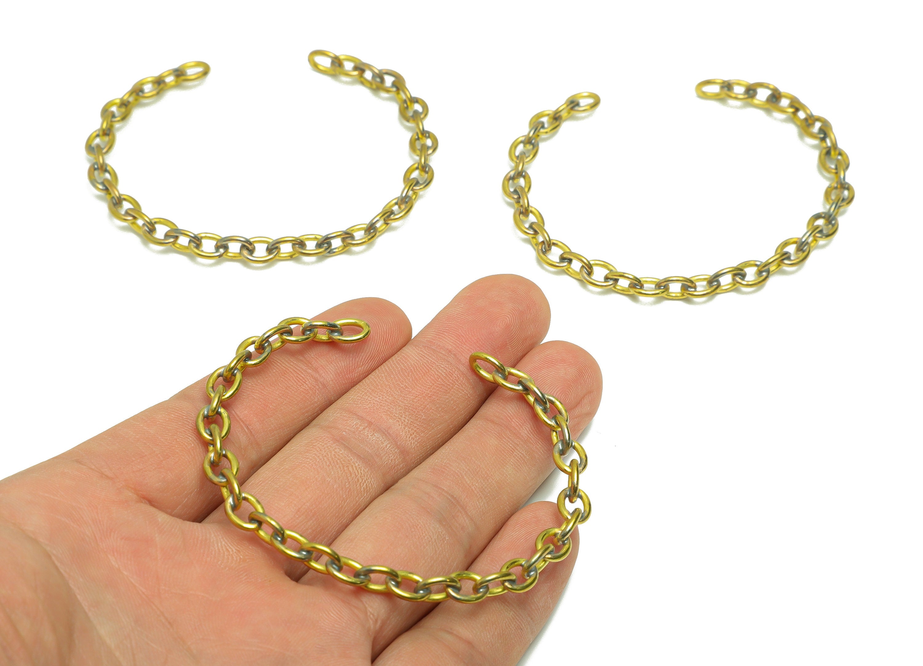 Brass Cable Chain Bracelet - Brass Open Bracelet - Brass Chain Link Bangle -Brass Oval Link Bracelet - For Bracelet - 56.5x67.3x5mm - PP9059 - DOMEDBAZAAR