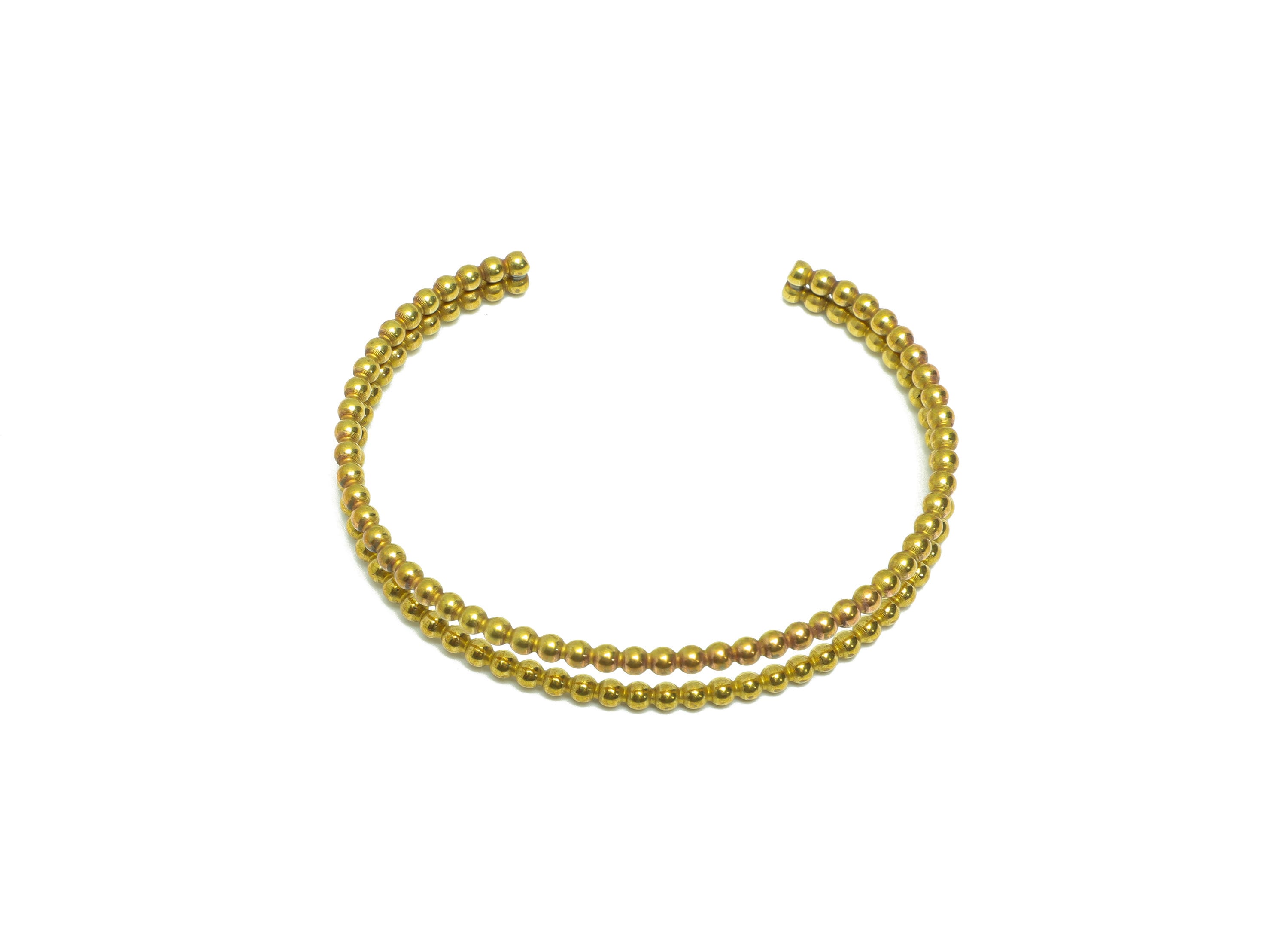 Brass Beads Bracelet - Brass Open Bracelet - Brass Beaded link Bangle -Brass Double Beads Link Bracelet - For Bracelet - 55x62x2mm - PP9058 - DOMEDBAZAAR