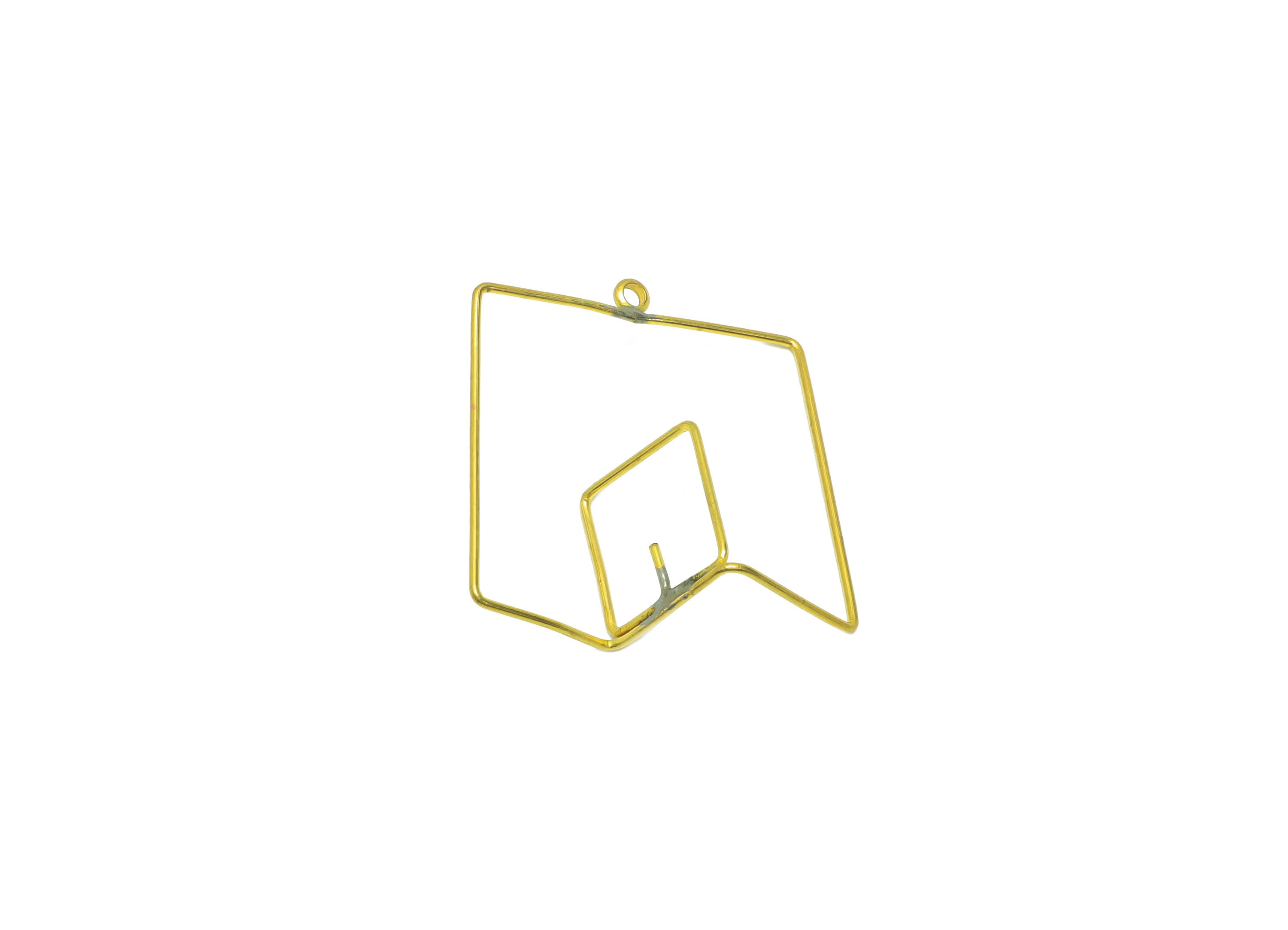 Brass Wire Square Earring Charm - Brass Space Wire Earring Charm - Brass Geometry Wire Earring Charm - For Peral - 30x28x0.79mm - PP9017 - DOMEDBAZAAR