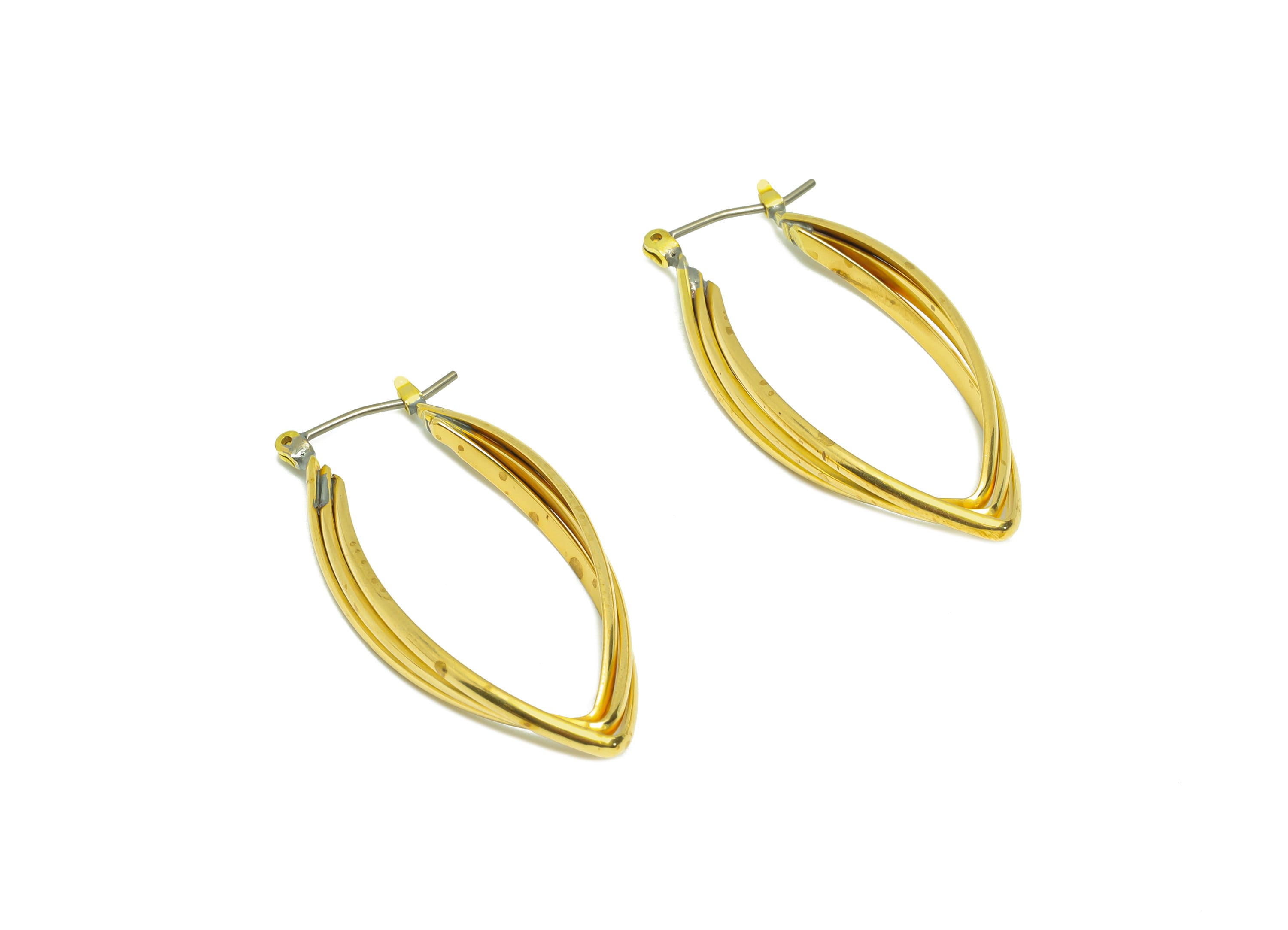 Brass Marquise Wire Hoop Earring - Raw Brass Hinged Back Earring - Brass Geometry Hinged Back Earring - Wire Hoop Earring - 38x18x2mm-PP9391 - DOMEDBAZAAR