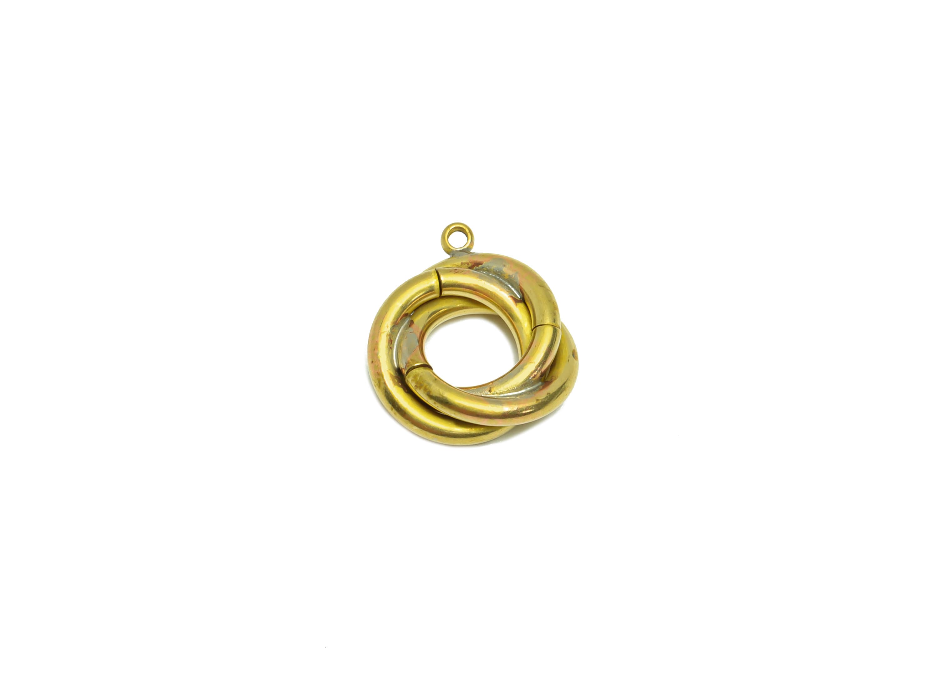 Brass Interwoven Earring Charm - Raw Brass Round Ring Earring Charm - Cross Rings Earring Charm - Twisted Round Pendant - 16x14x4mm - PP9389 - DOMEDBAZAAR