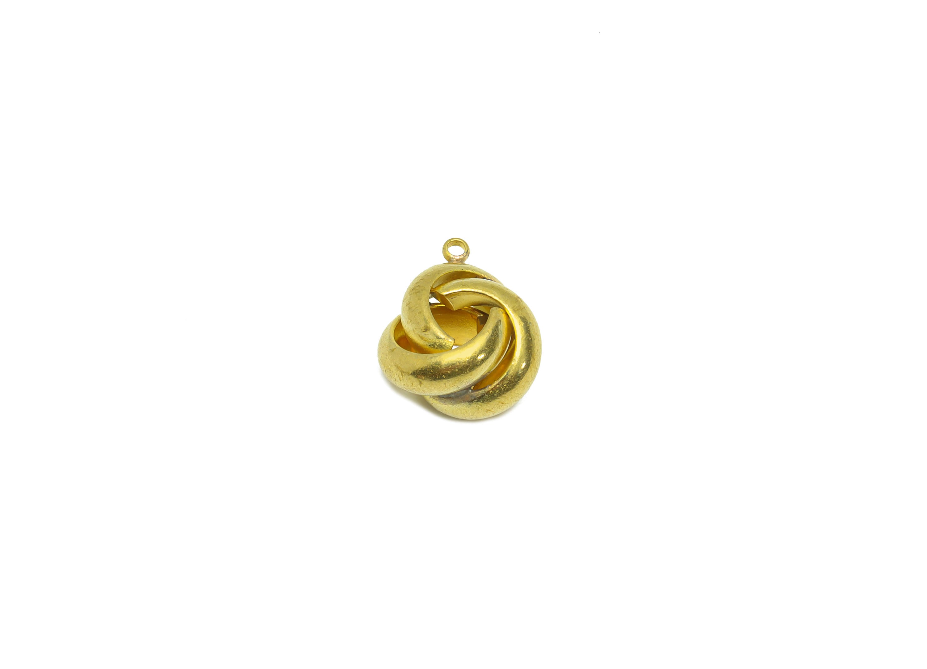 Brass Interwoven Earring Charm - Raw Brass Woven Ring Earring Charm - Cross Rings Earring Charm - Twisted Ball Pendant - 16x13x9mm - PP9388 - DOMEDBAZAAR