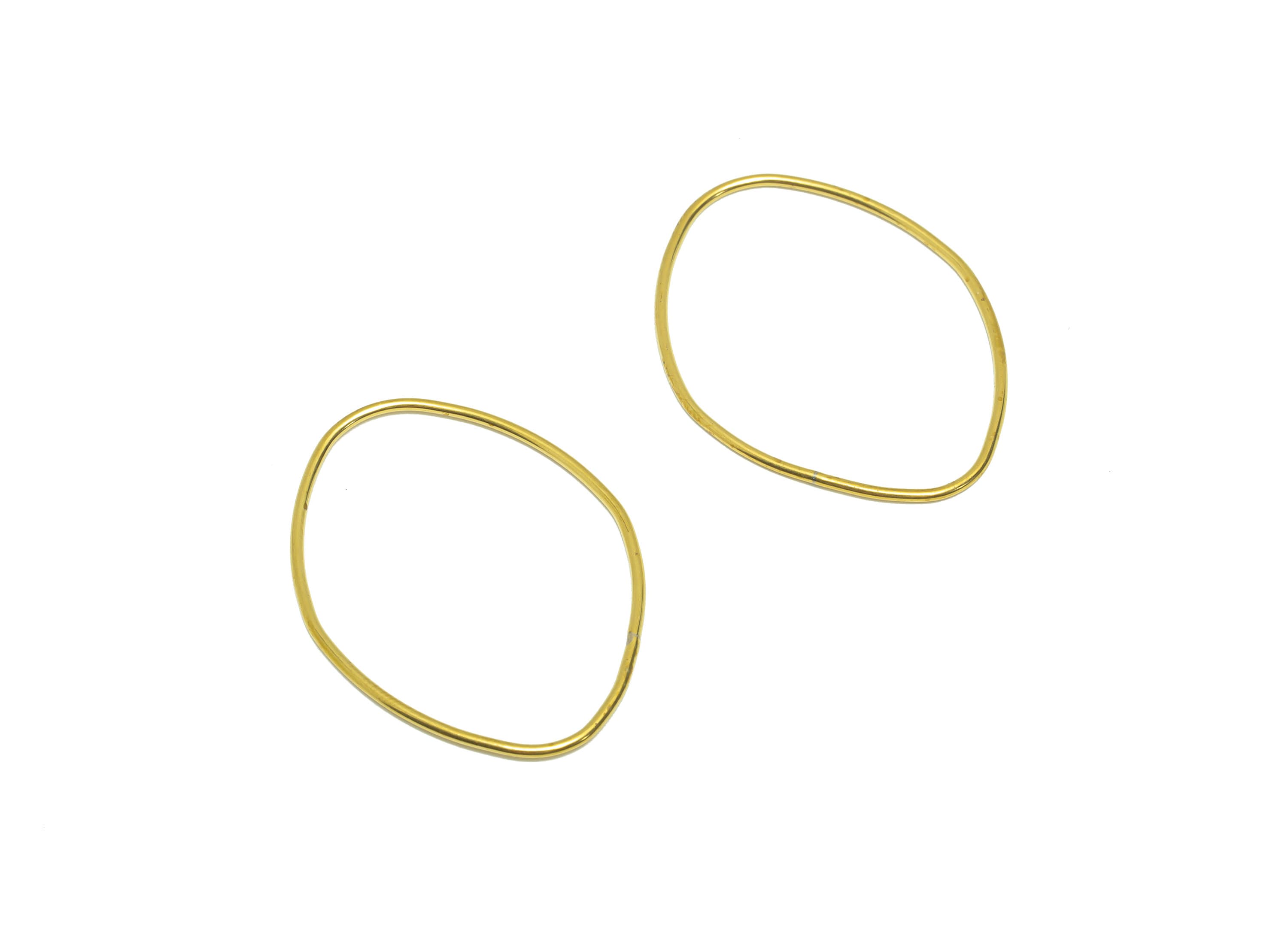 Brass Marquise Wire Earring Charm - Raw Brass Ring Earring Charm - Geometry Oval Earring Charm - Wire Connector - 33x24.65x0.76mm - PP9379 - DOMEDBAZAAR