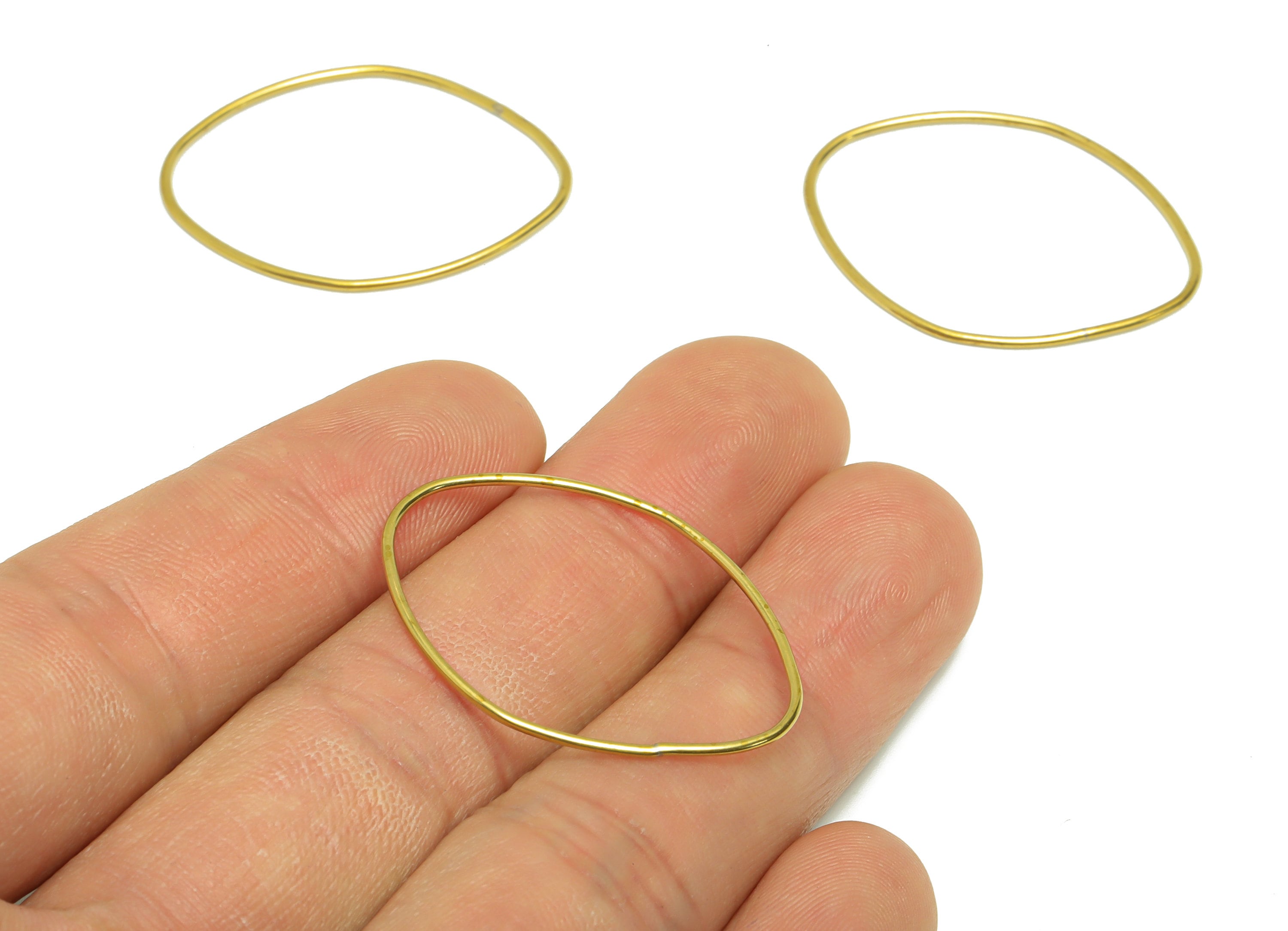 Brass Marquise Wire Earring Charm - Raw Brass Ring Earring Charm - Geometry Oval Earring Charm - Wire Connector - 33x24.65x0.76mm - PP9379 - DOMEDBAZAAR