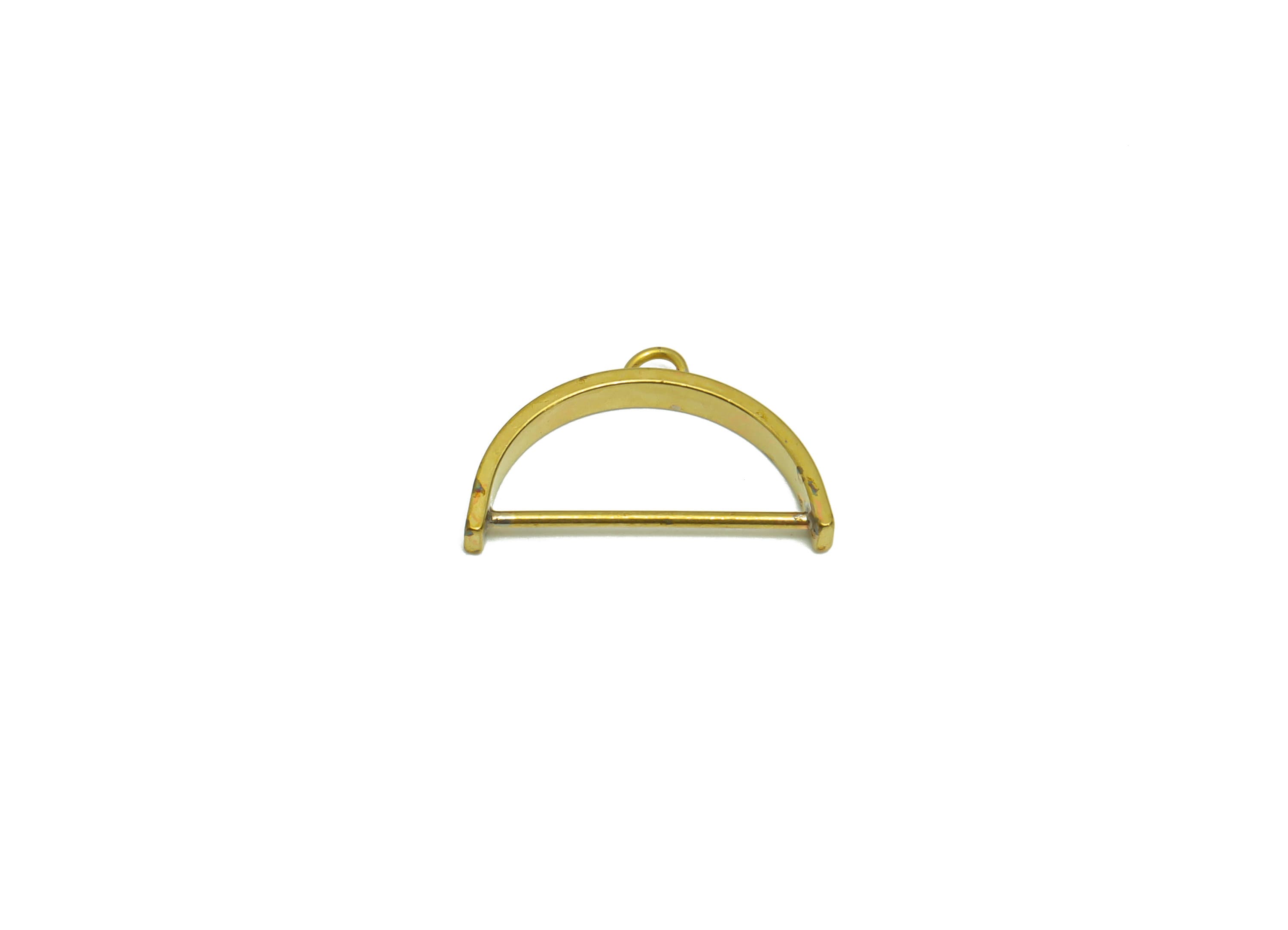 Brass Hoop Earring Charm - Raw Brass Half Moon Earring Charm - Semi Circle Earring Charm - Brass Domed Pendant - 11.39x18.49x2.35mm - PP9385 - DOMEDBAZAAR