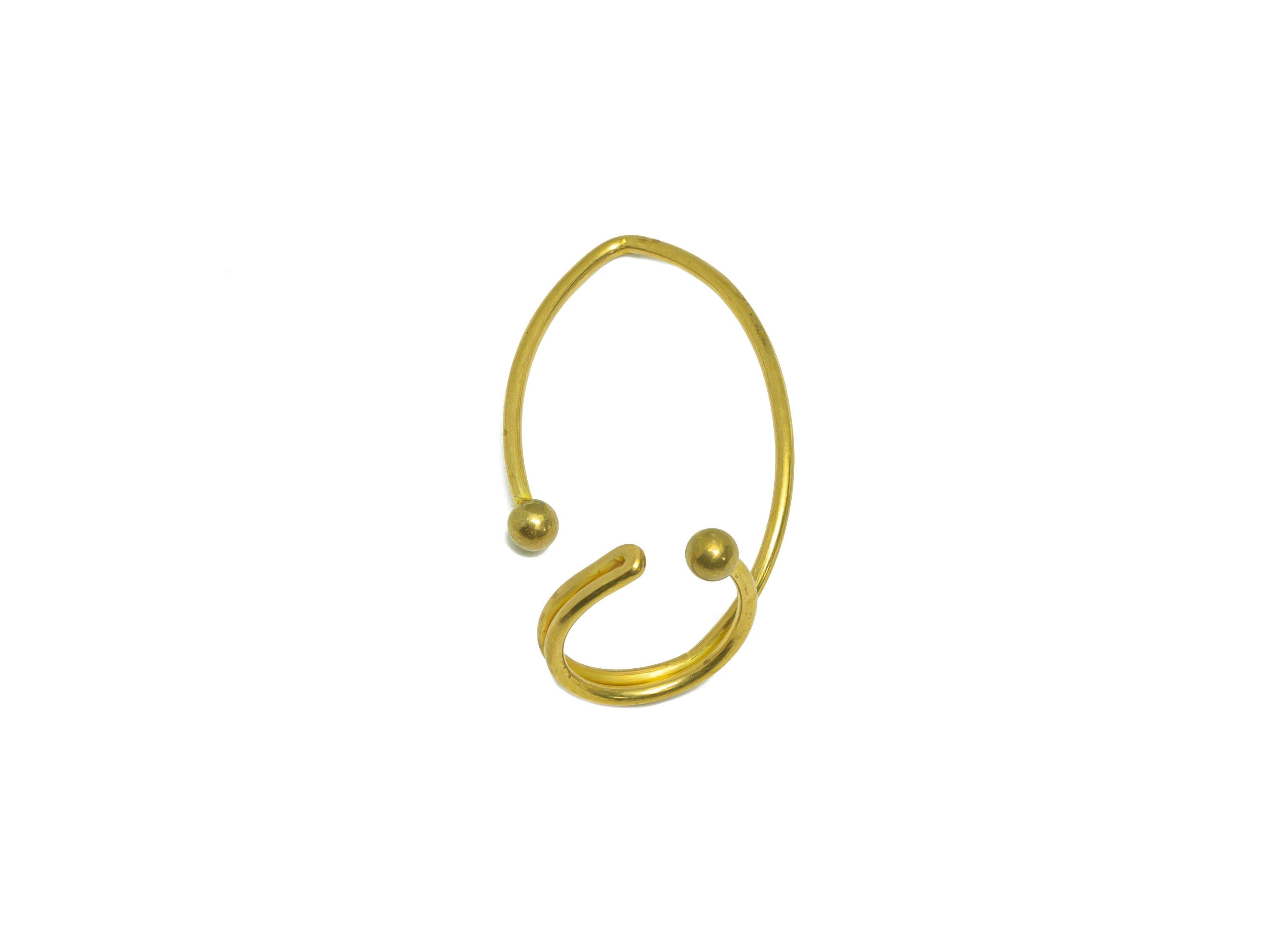 Brass Hoop Cuff Earring - Brass Hoop Wire Cuff Earring - Brass Ring Hoop Ball Cuff Earring - Raw Brass Cuff Earring - 40x21.88x1mm - PP9380 - DOMEDBAZAAR