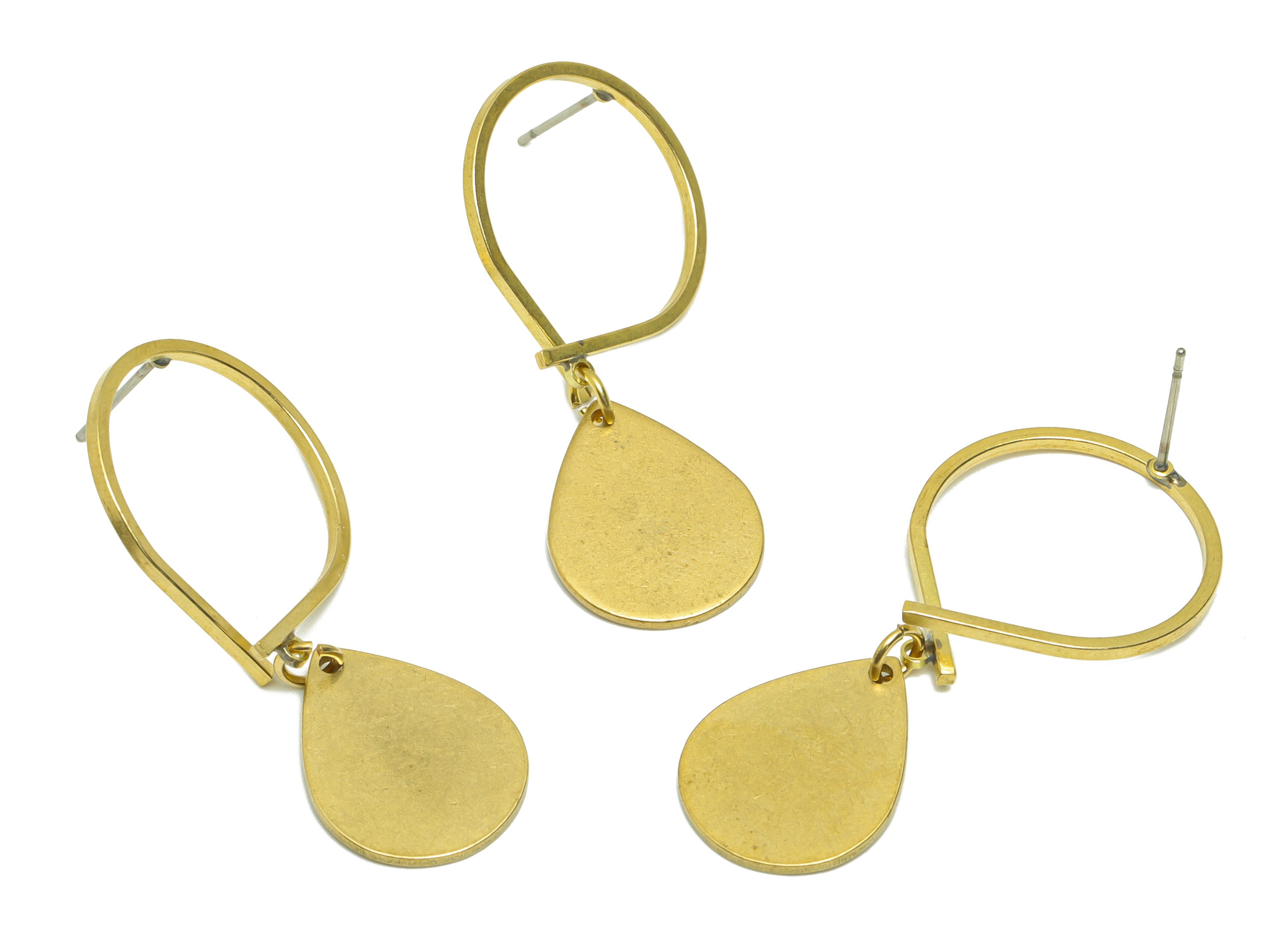 Brass Drop Dangle Earring Post - Raw Brass Ring Knot Wire Earring - Teardrop Hang Earring Post - Knot Earring Post - 44x20.9x1.29mm - PP9136 - DOMEDBAZAAR