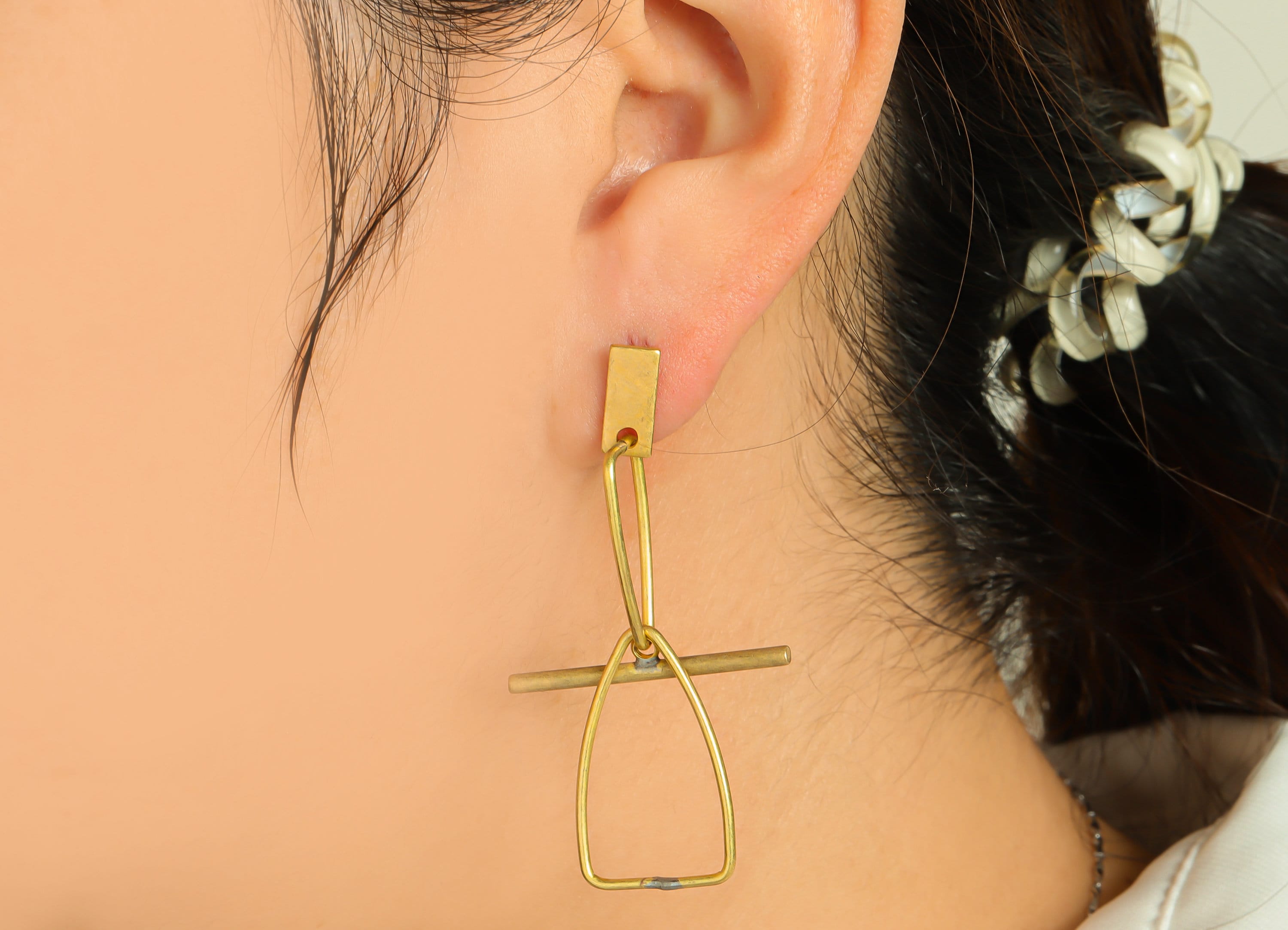 Brass Dangle Earring Post - Raw Brass Stick Earring Post - Dangle Irregular Earring Post - Geometry Stick Earring Post - 51x15x1mm - PP9130 - DOMEDBAZAAR