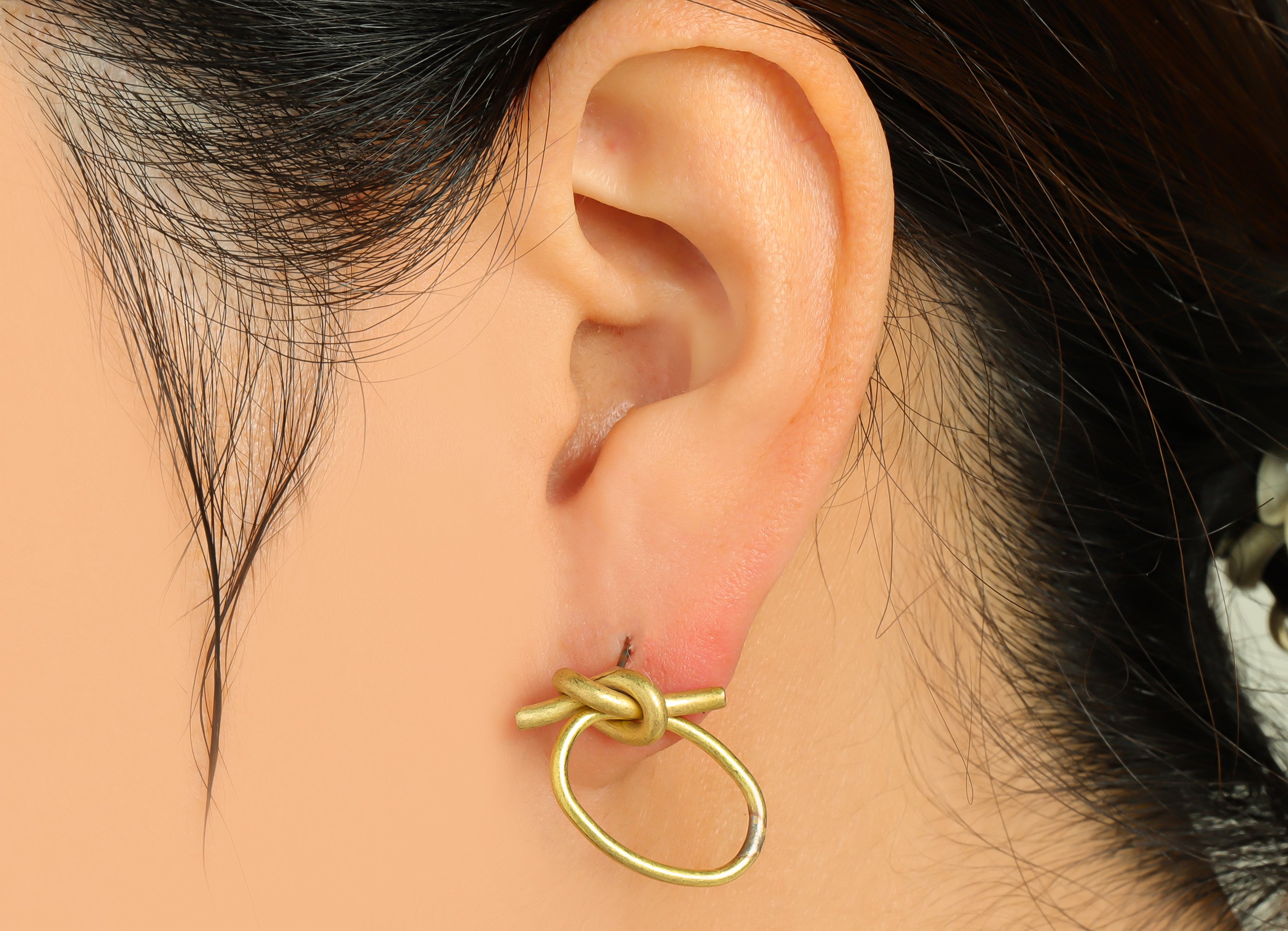 Brass Oval Knot Dangle Earring Post - Raw Brass Twine Knot Wire Earring - Twisted Wire Earring Post - Knot Earring Post - 44x20x1mm - PP9148 - DOMEDBAZAAR