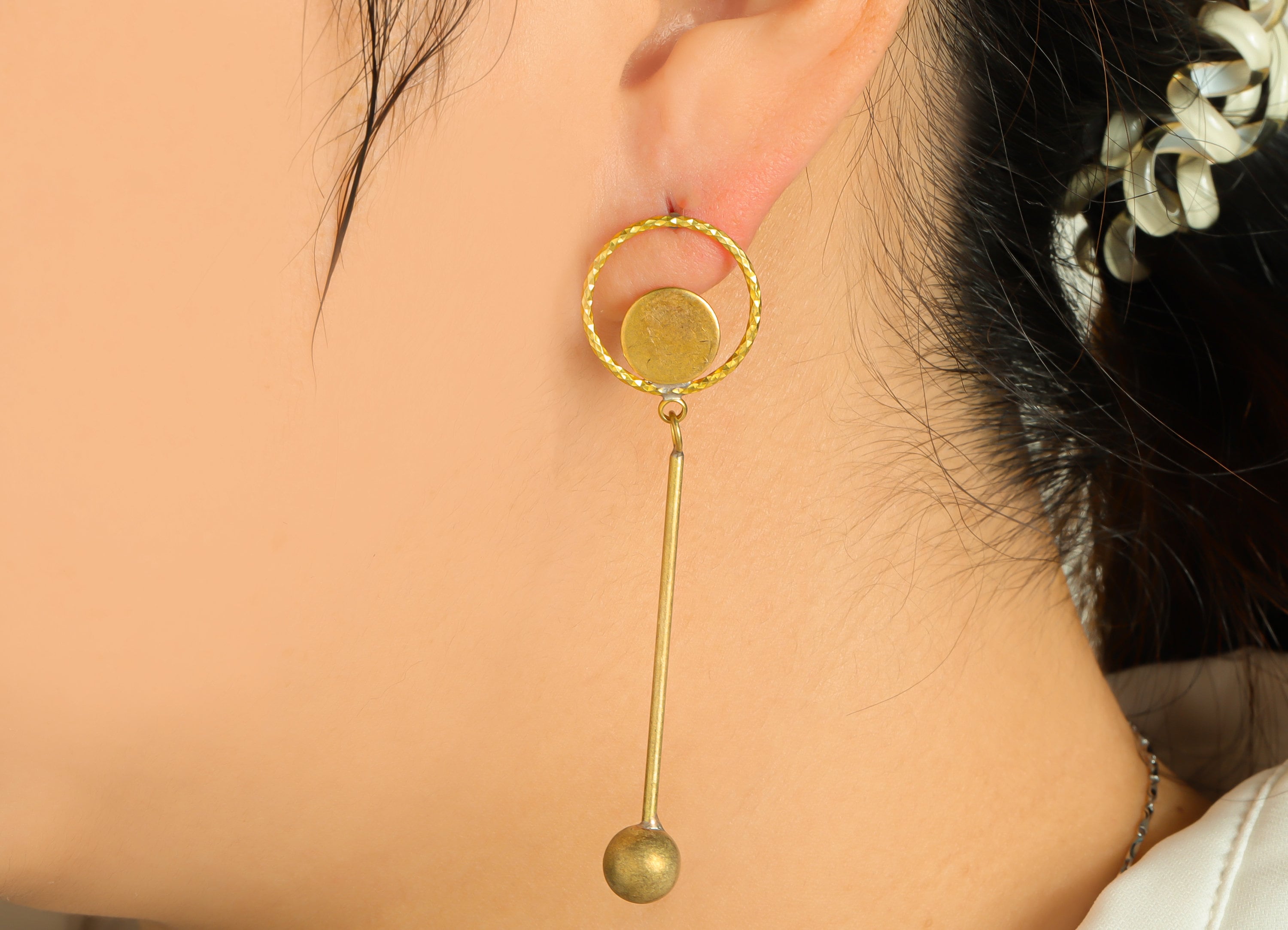 Brass Ball Dangle Wire Earring Post - Raw Brass Textured Stick Earring Post - Round Wire Ball Earring Post - 70x17x1.25mm - PP9141 - DOMEDBAZAAR