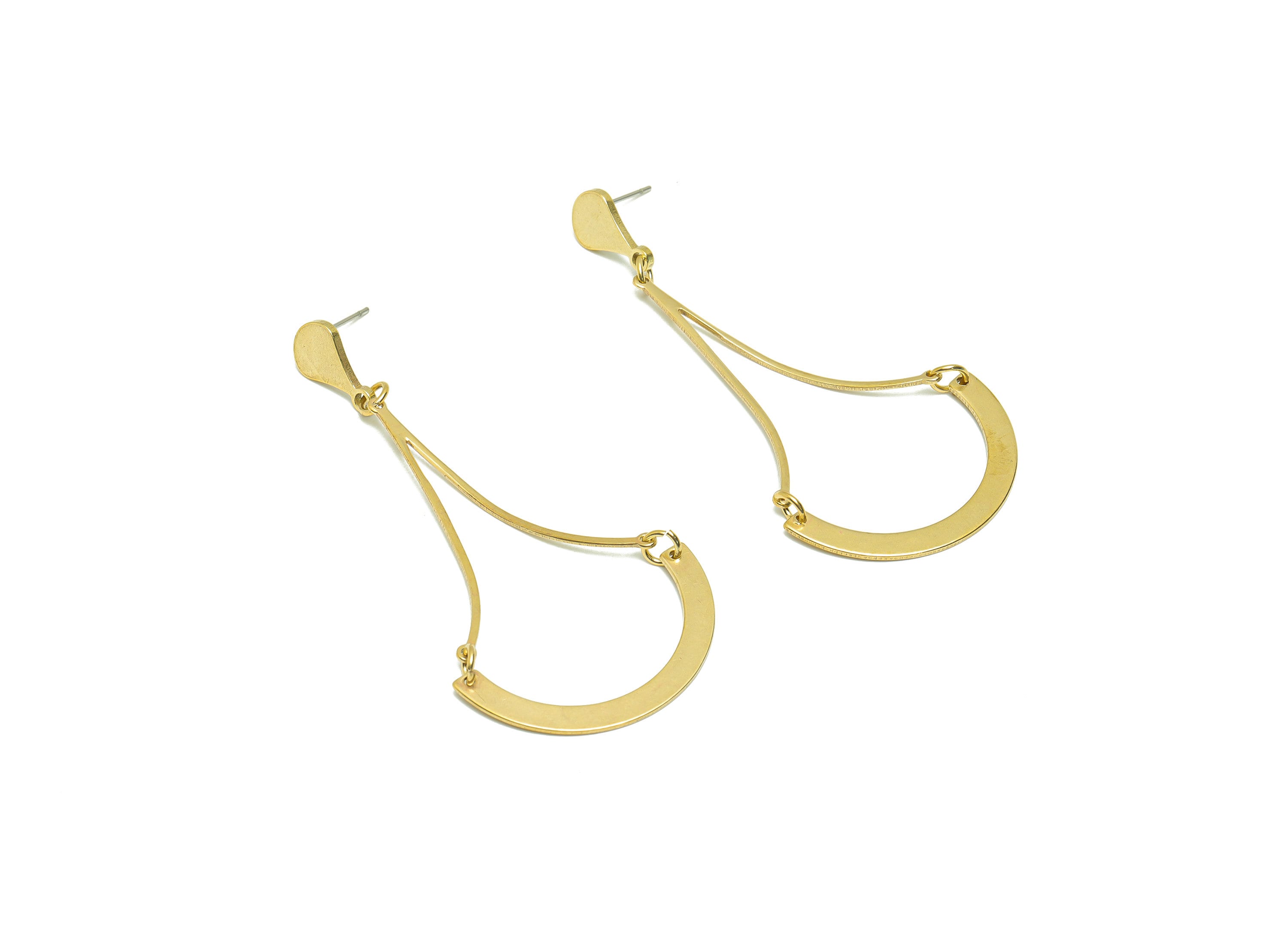 Brass Hoop Dangle Wire Earring Post - Raw Brass Teardrop C Hoop Earring Post - Semi Circle Drop Hoop Earring Post - 68x31x1.41mm - PP9138 - DOMEDBAZAAR