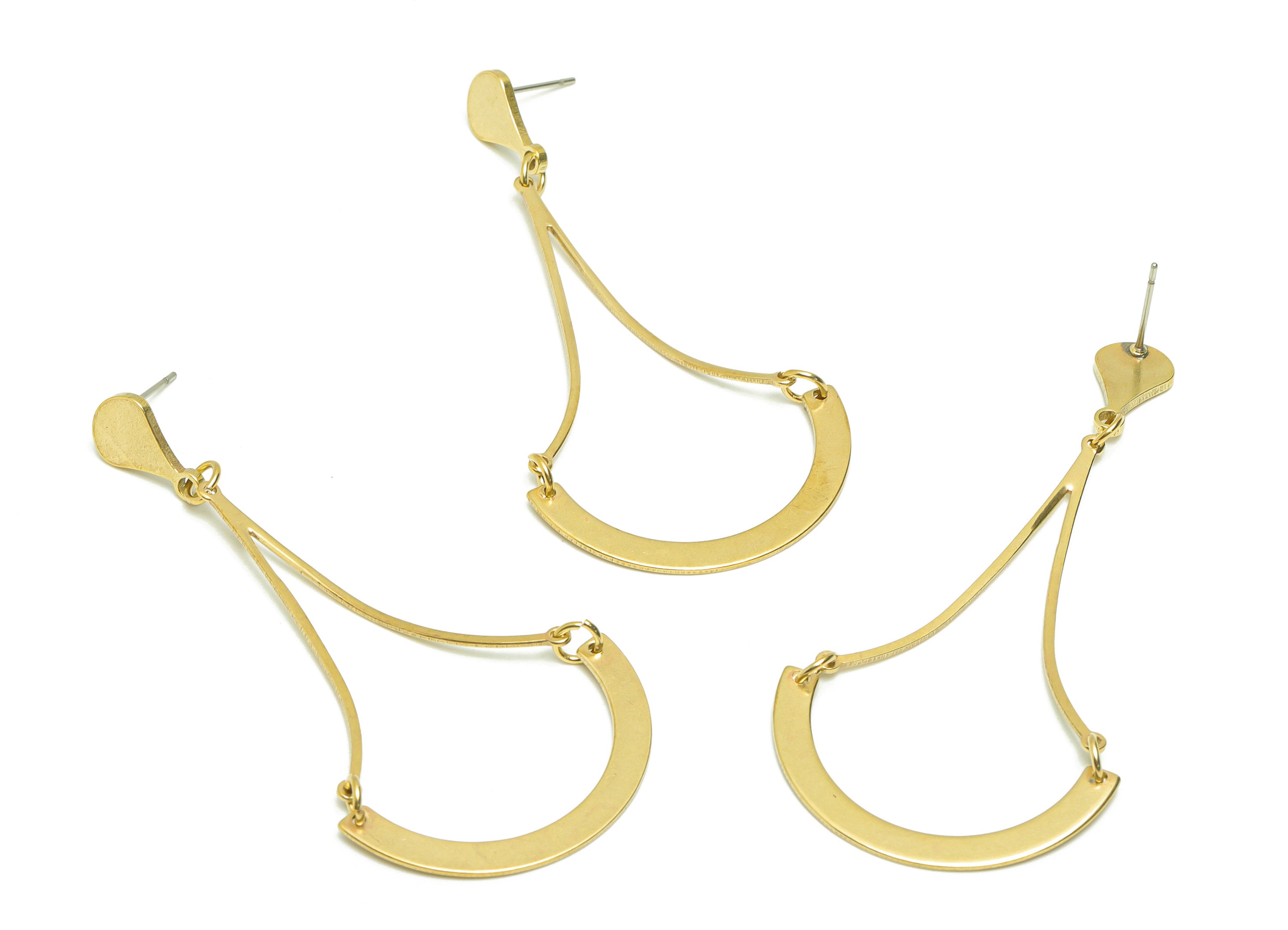 Brass Hoop Dangle Wire Earring Post - Raw Brass Teardrop C Hoop Earring Post - Semi Circle Drop Hoop Earring Post - 68x31x1.41mm - PP9138 - DOMEDBAZAAR