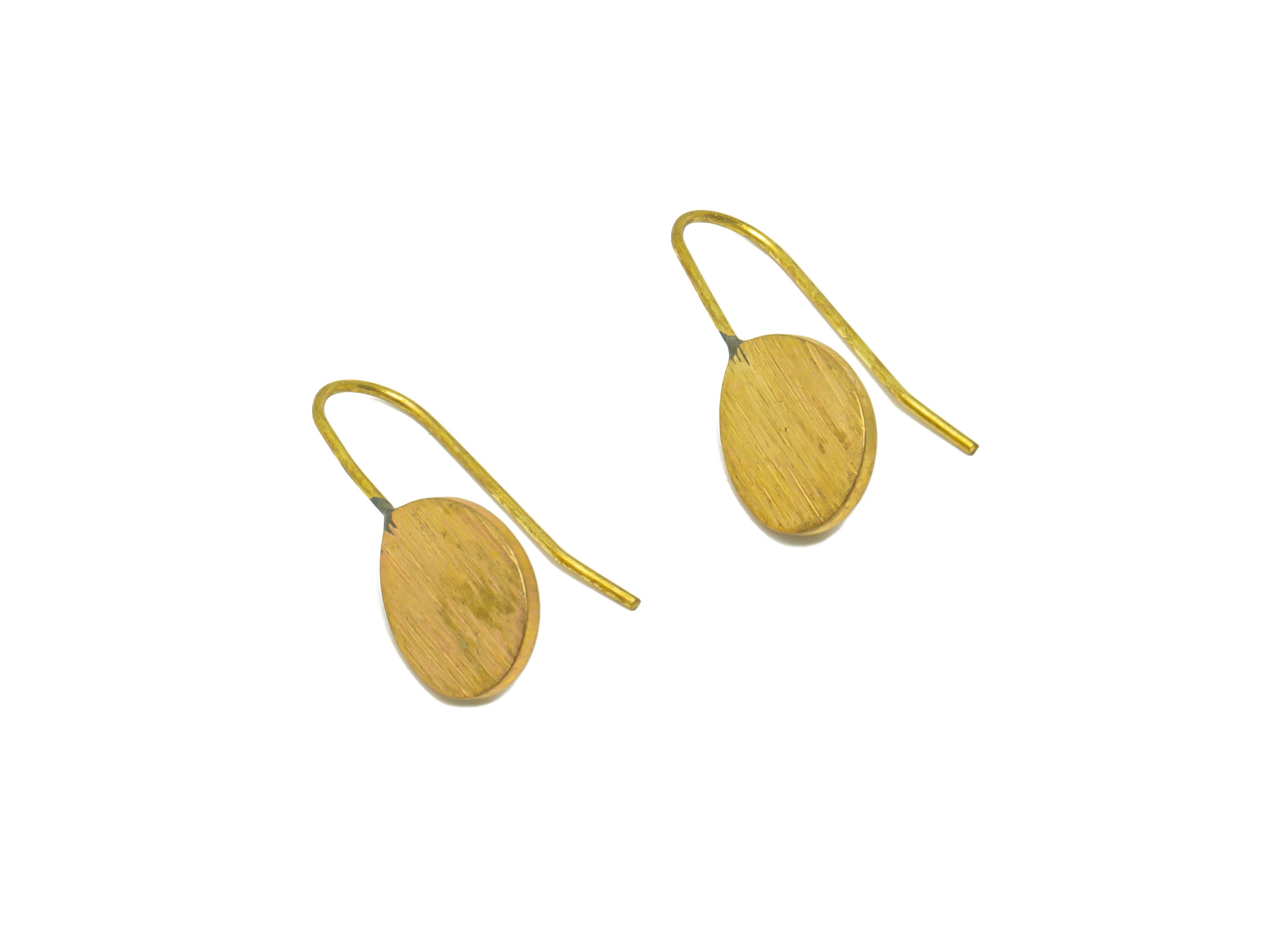 Brass Drop Hook Wire Earring - Raw Brass Textured Drop Ear Hook Earring Post - Teardrop Wire Hook Earring - 22.7x9.89x1.25mm - PP9123 - DOMEDBAZAAR